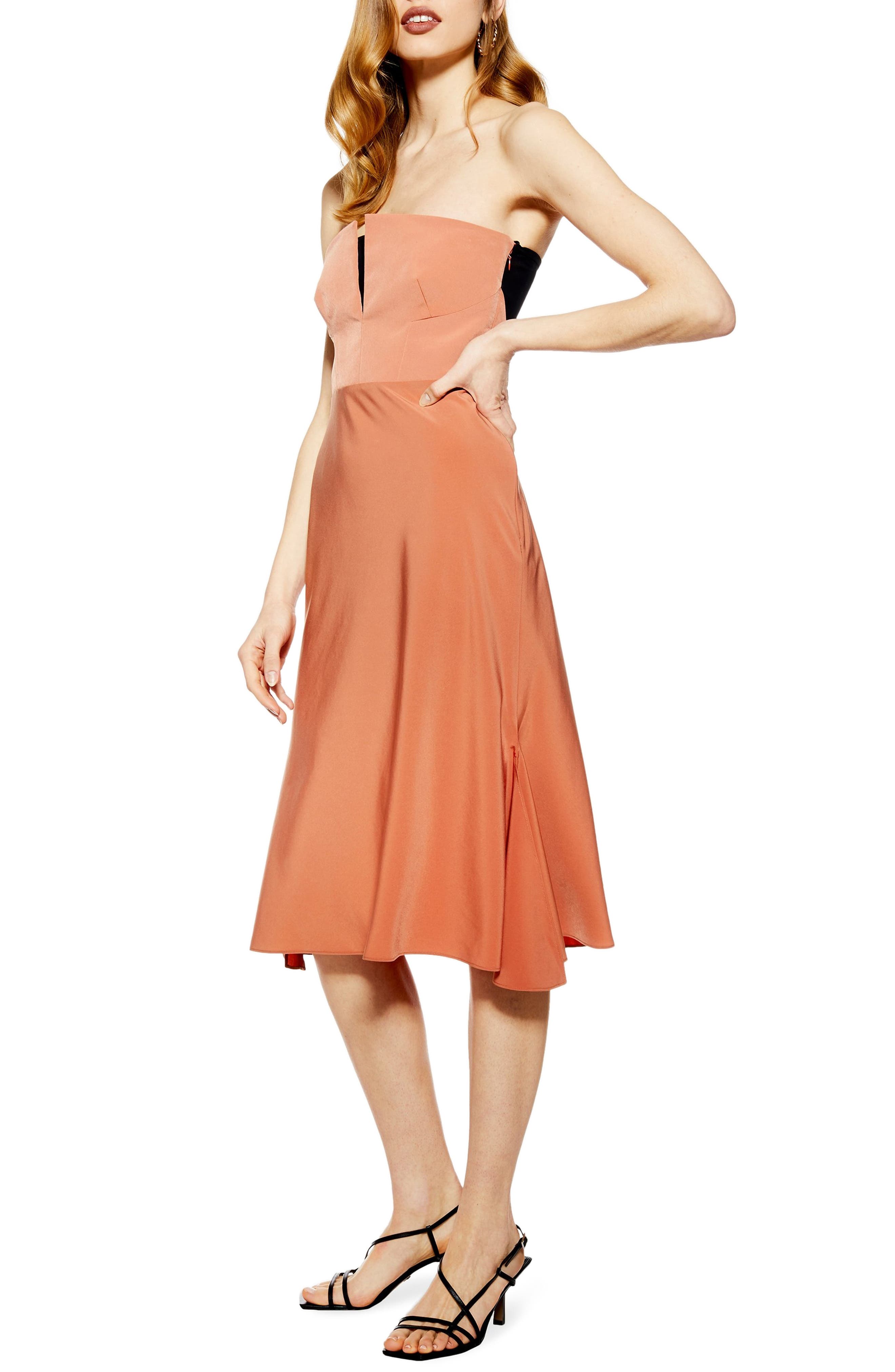 Topshop Mesh Back Bandeau Dress