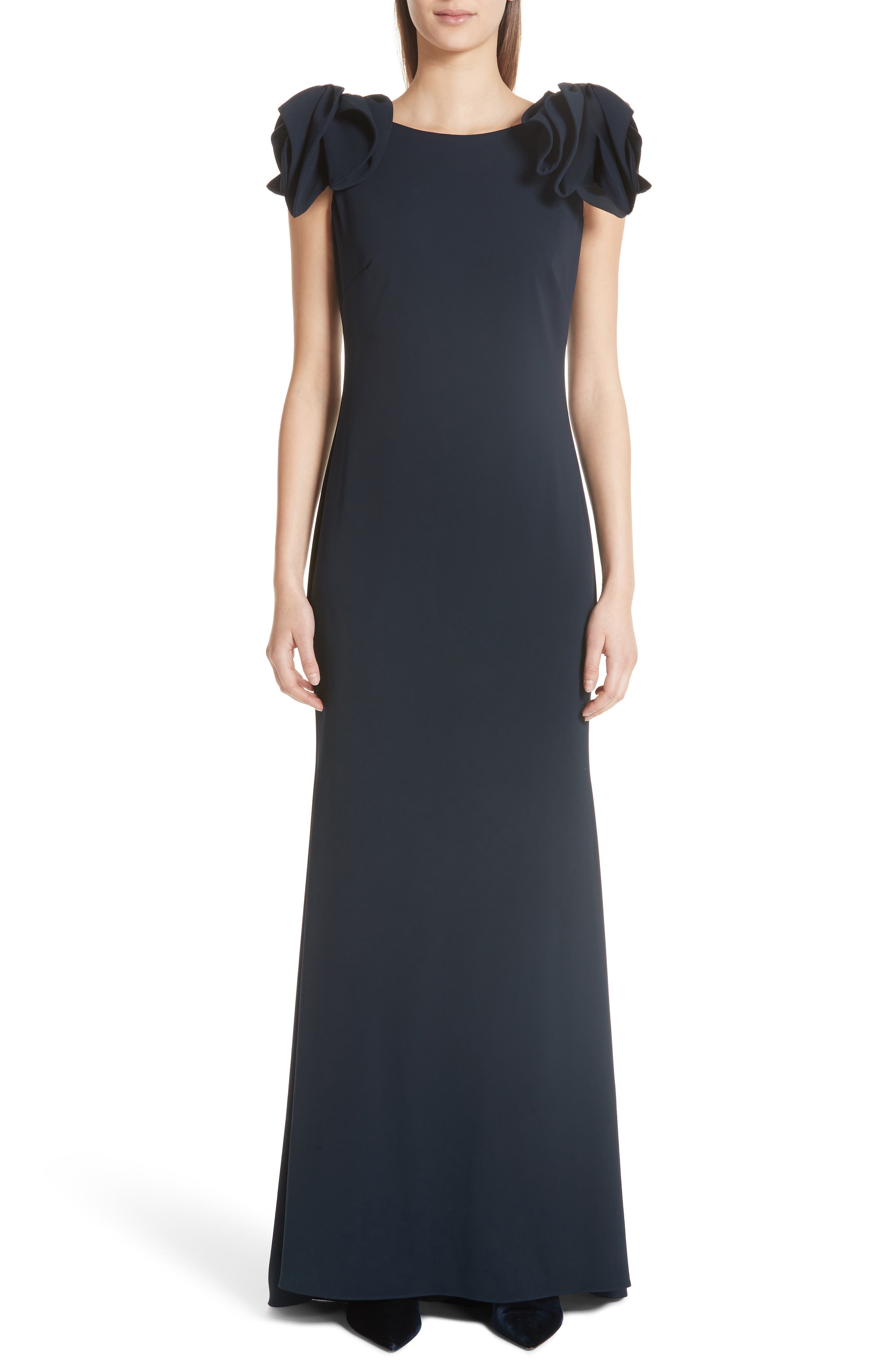 Badgley Mischka Collection Bow Cap Sleeve Gown