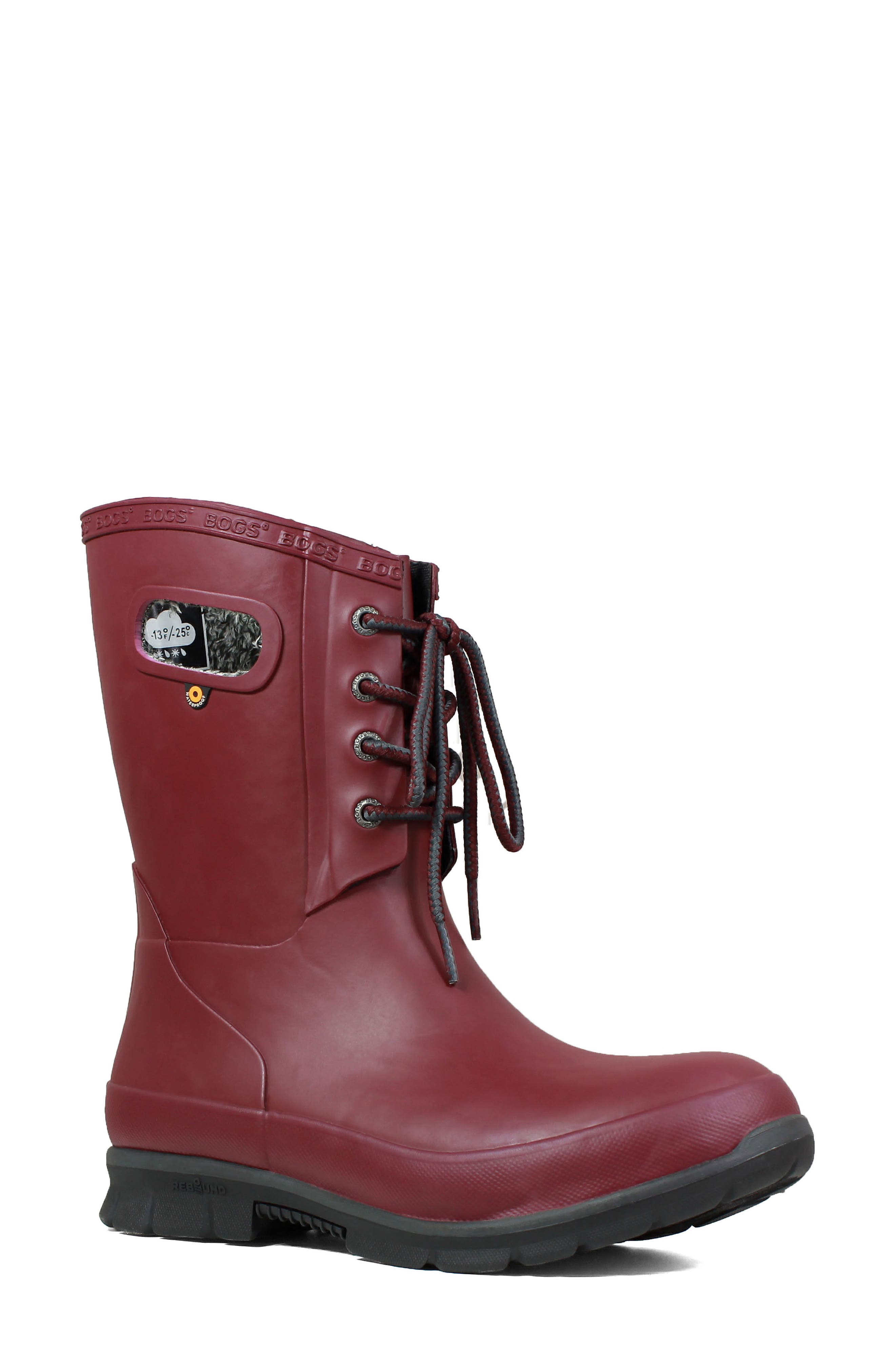 Bogs Amanda Plush Waterproof Rain Boot, Burgundy