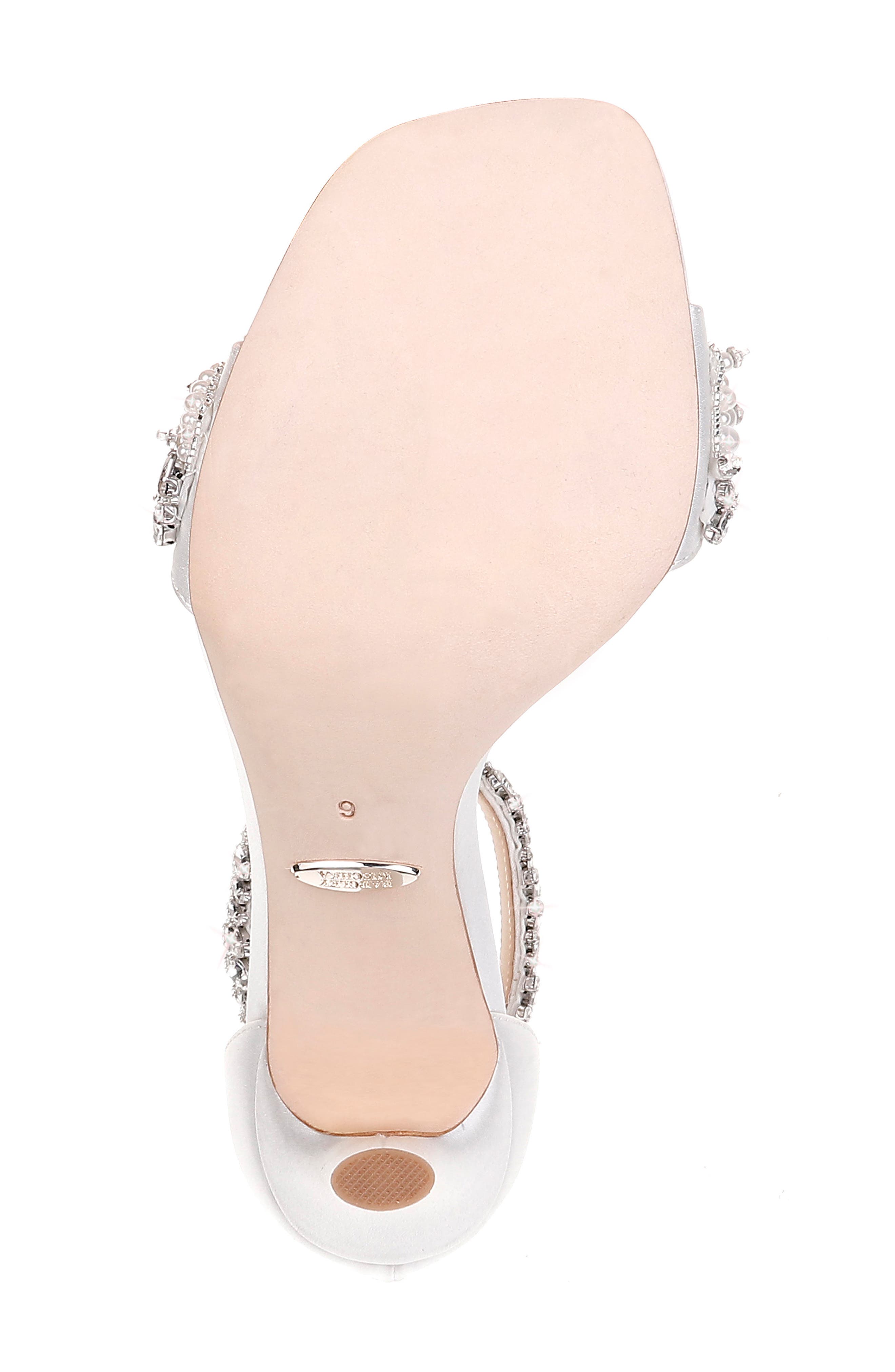 badgley mischka fiorenza crystal & imitation pearl embellished sandal