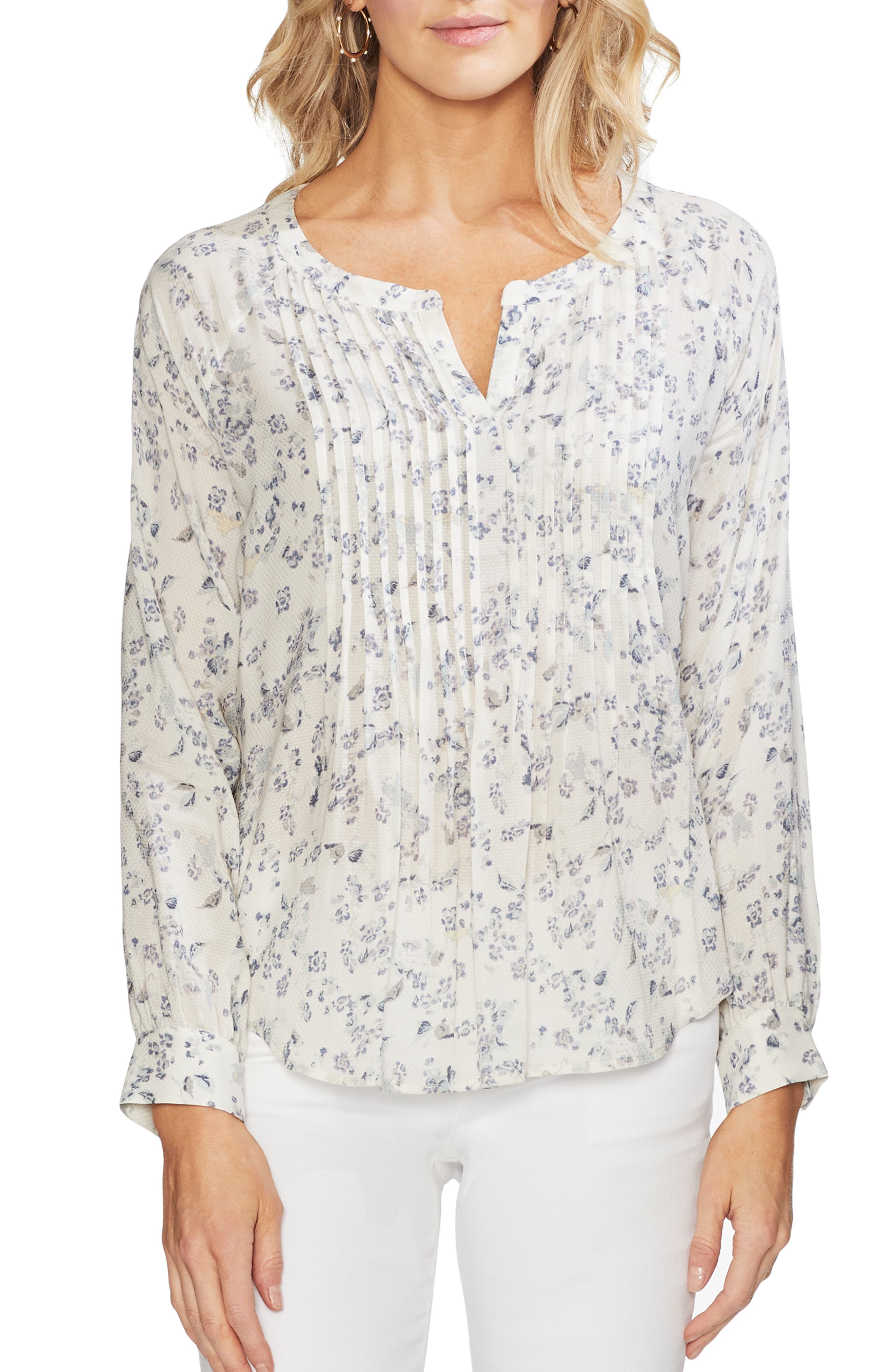 Vince Camuto Tops TRANQUIL DITSY PLEAT FRONT TOP