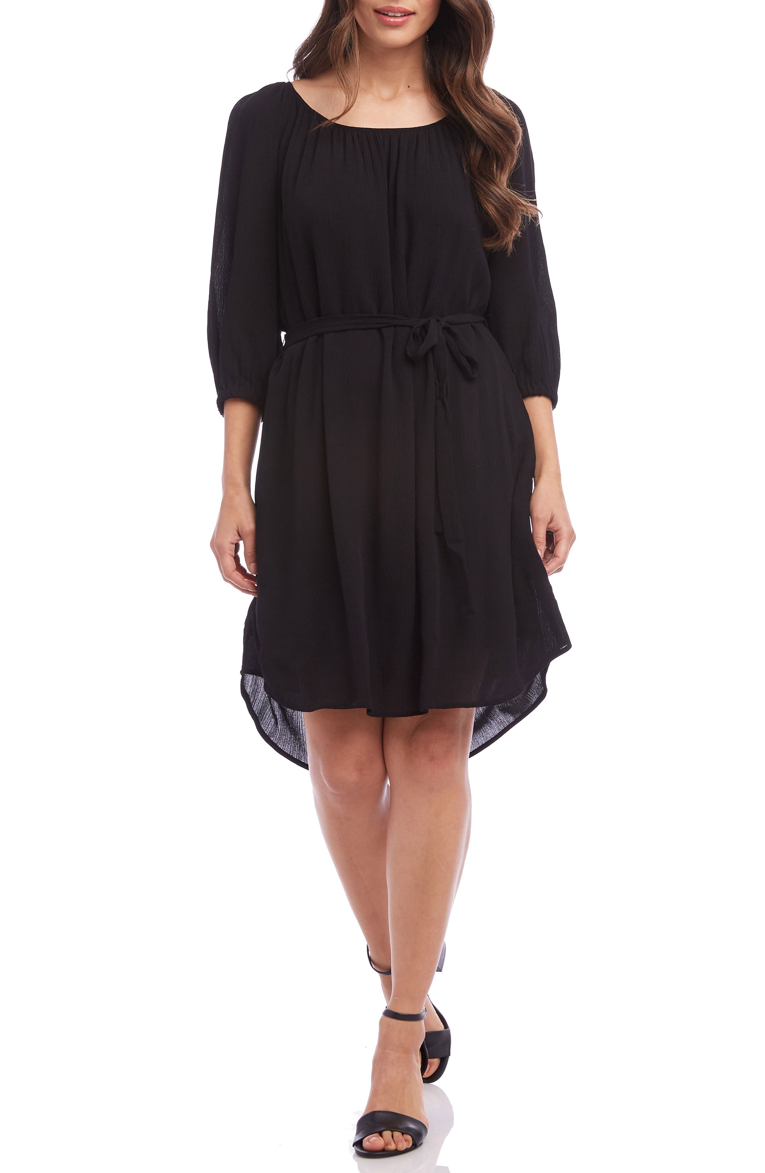 Karen Kane Belted A-Line Dress, Black