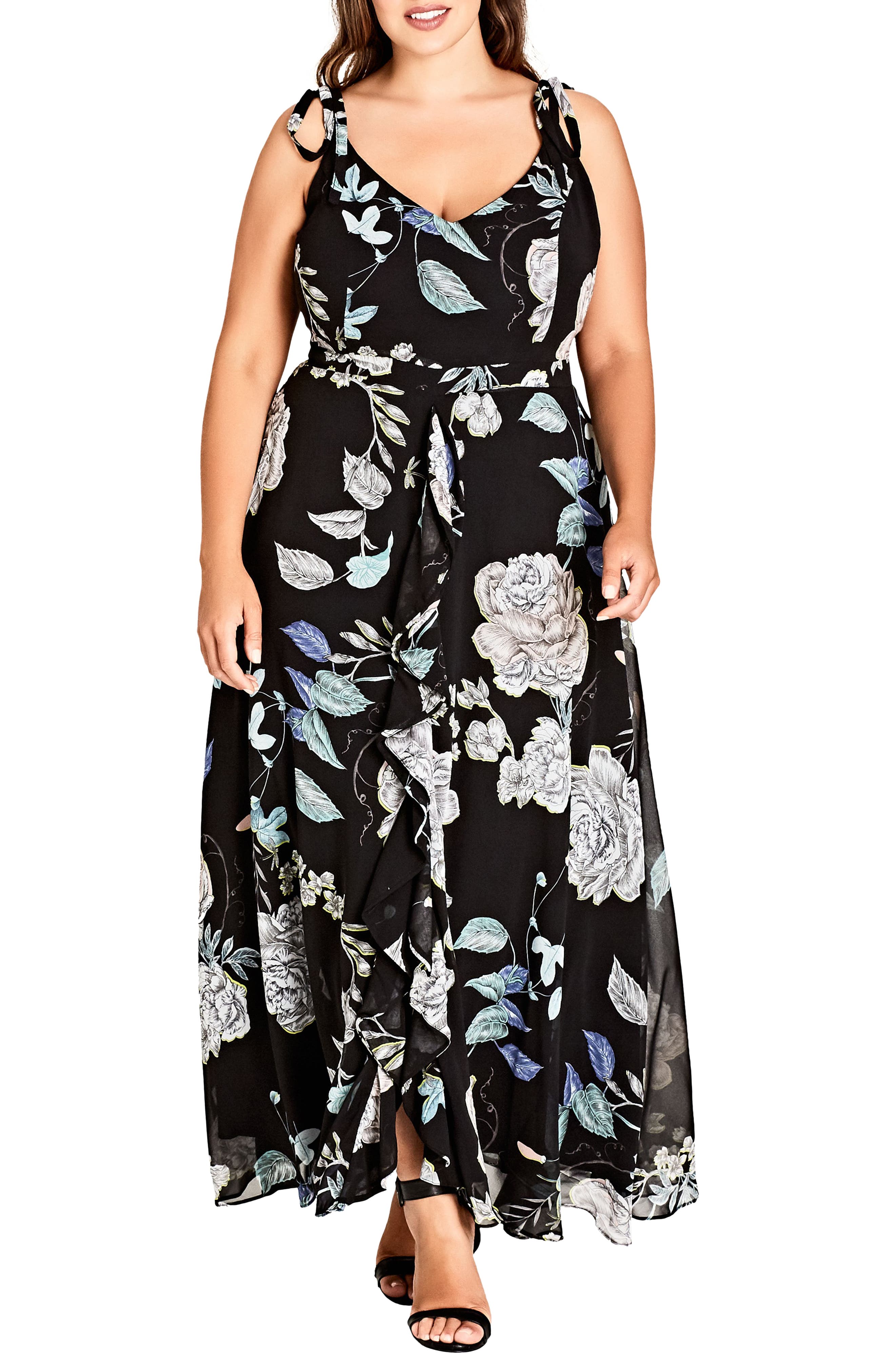 Plus Size City Chic Flower Show Maxi Dress