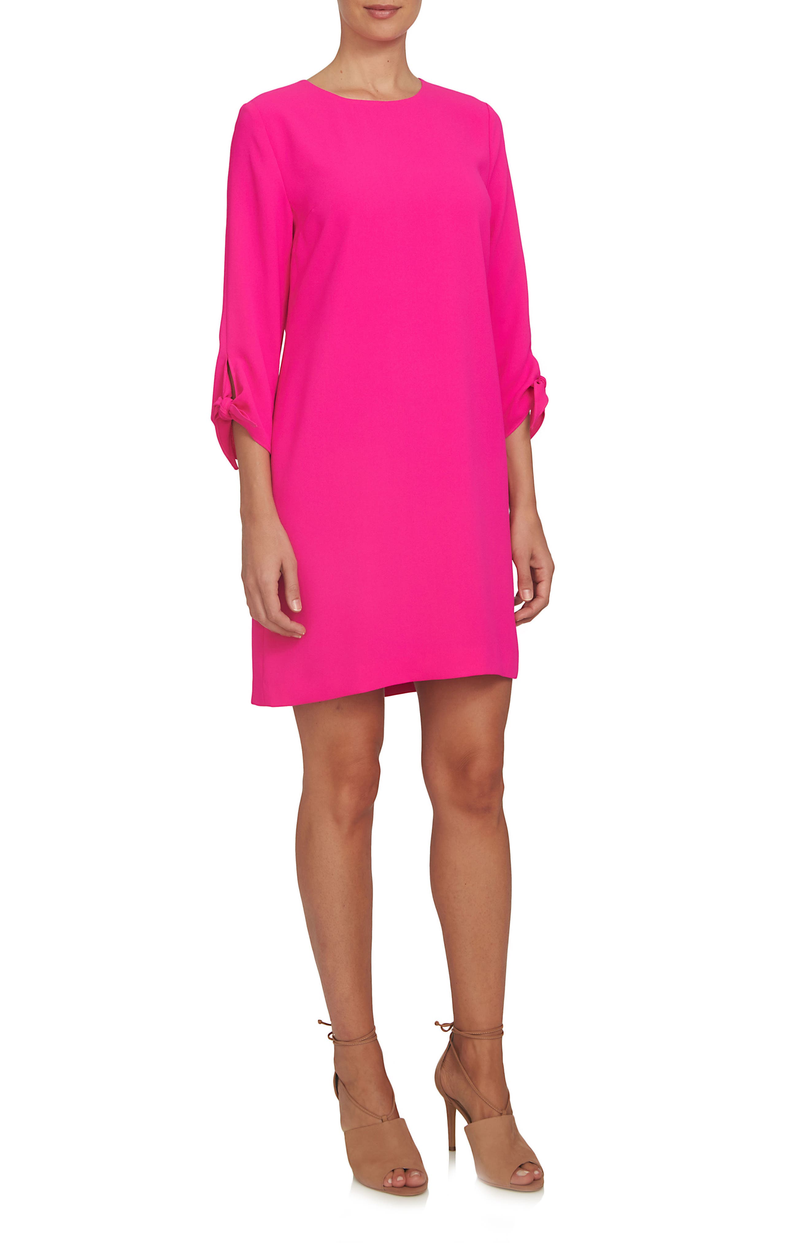 Cece Tie Sleeve Shift Dress, Pink