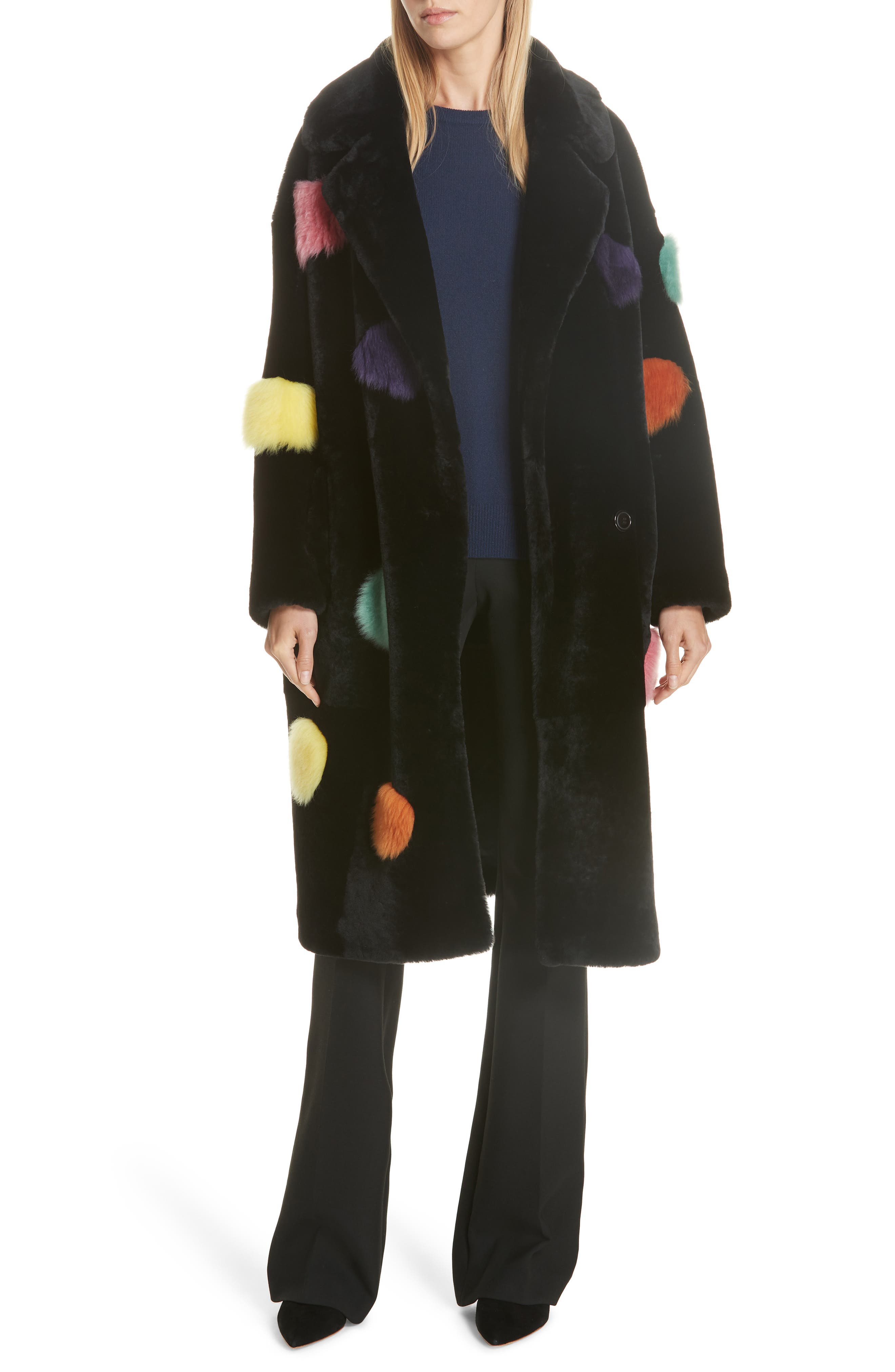 Anne Vest Acacia Genuine Shearling Coat, 4 DE - Black