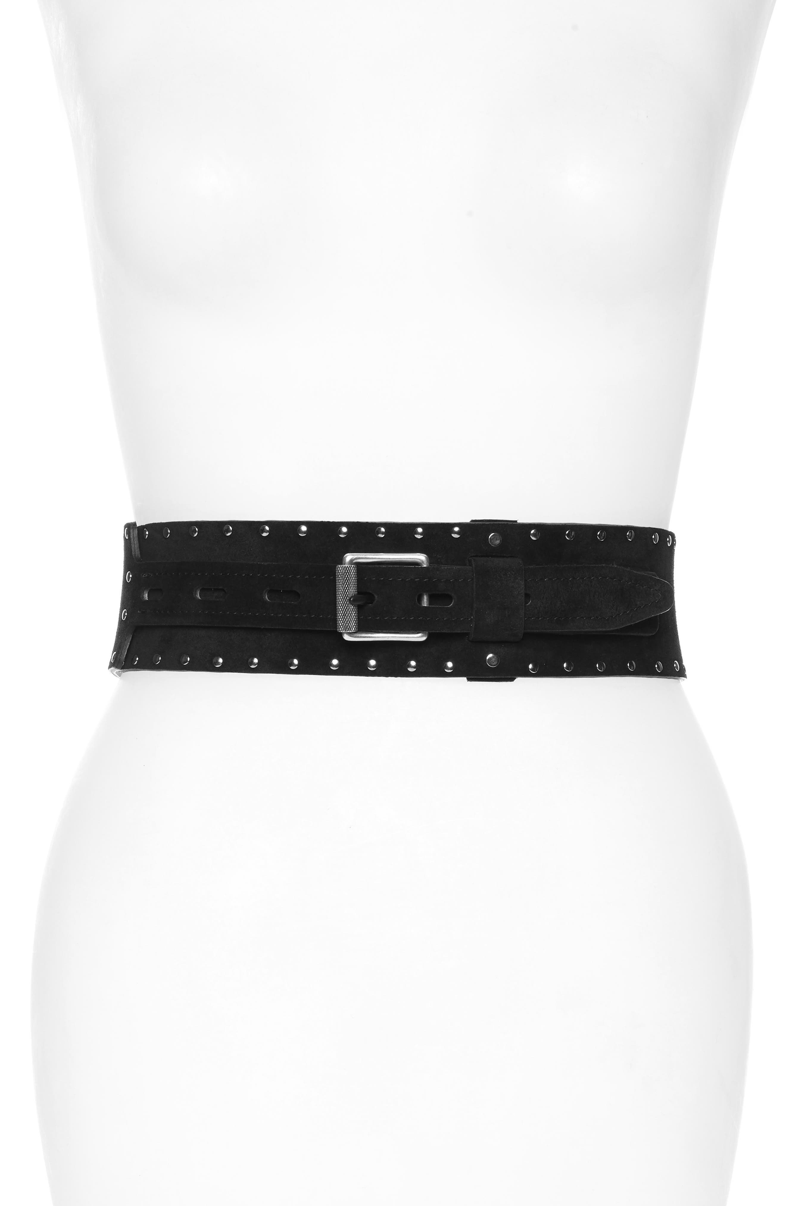 Rag & Bone Field Suede Waist Belt, Black