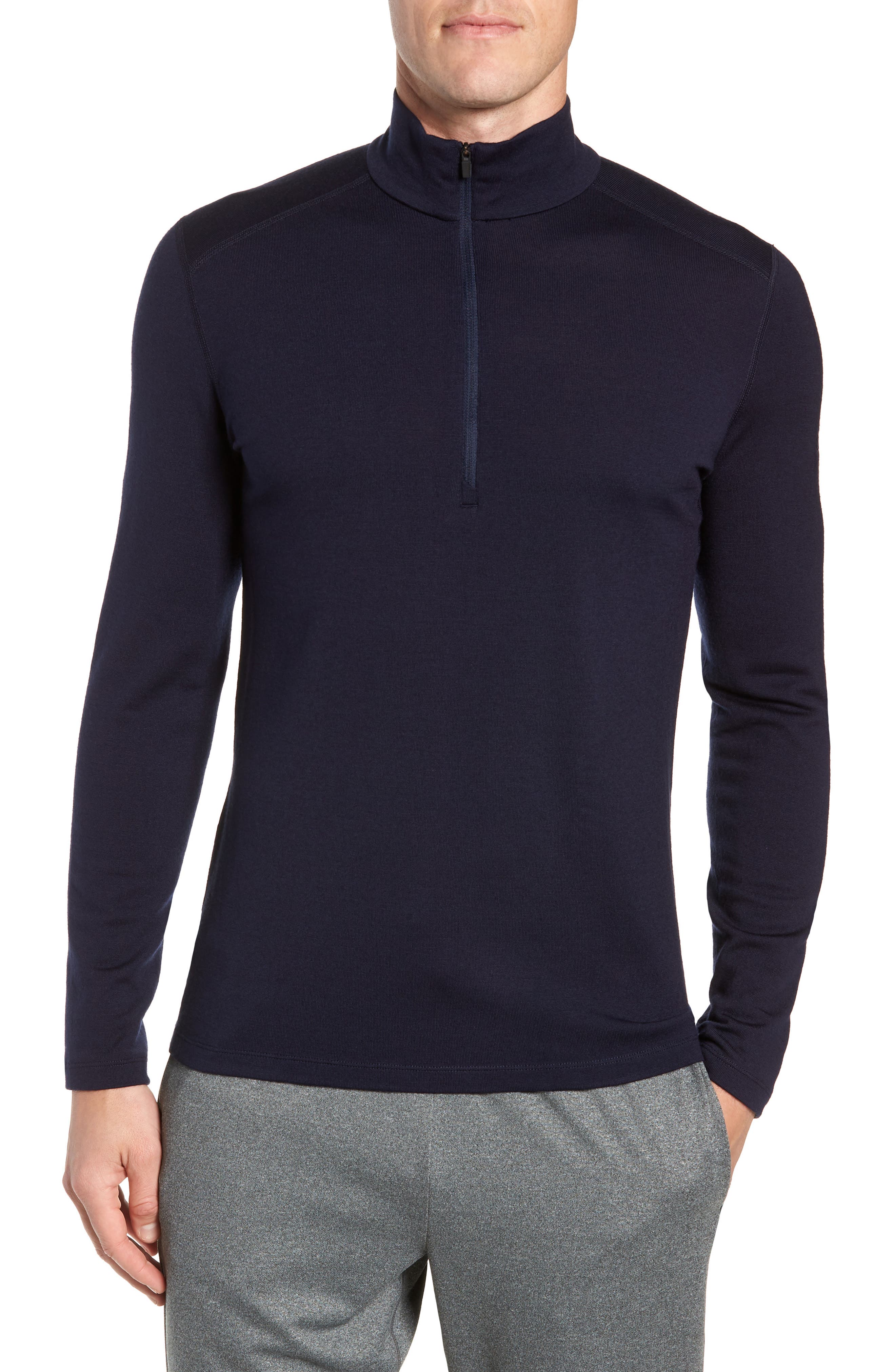 Icebreaker 260 Tech Merino Wool Half Zip Base Layer Top, Blue