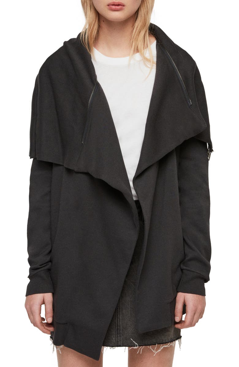 Allsaints Jackets Dahlia Waterfall Collar Cotton Blend Jacket
