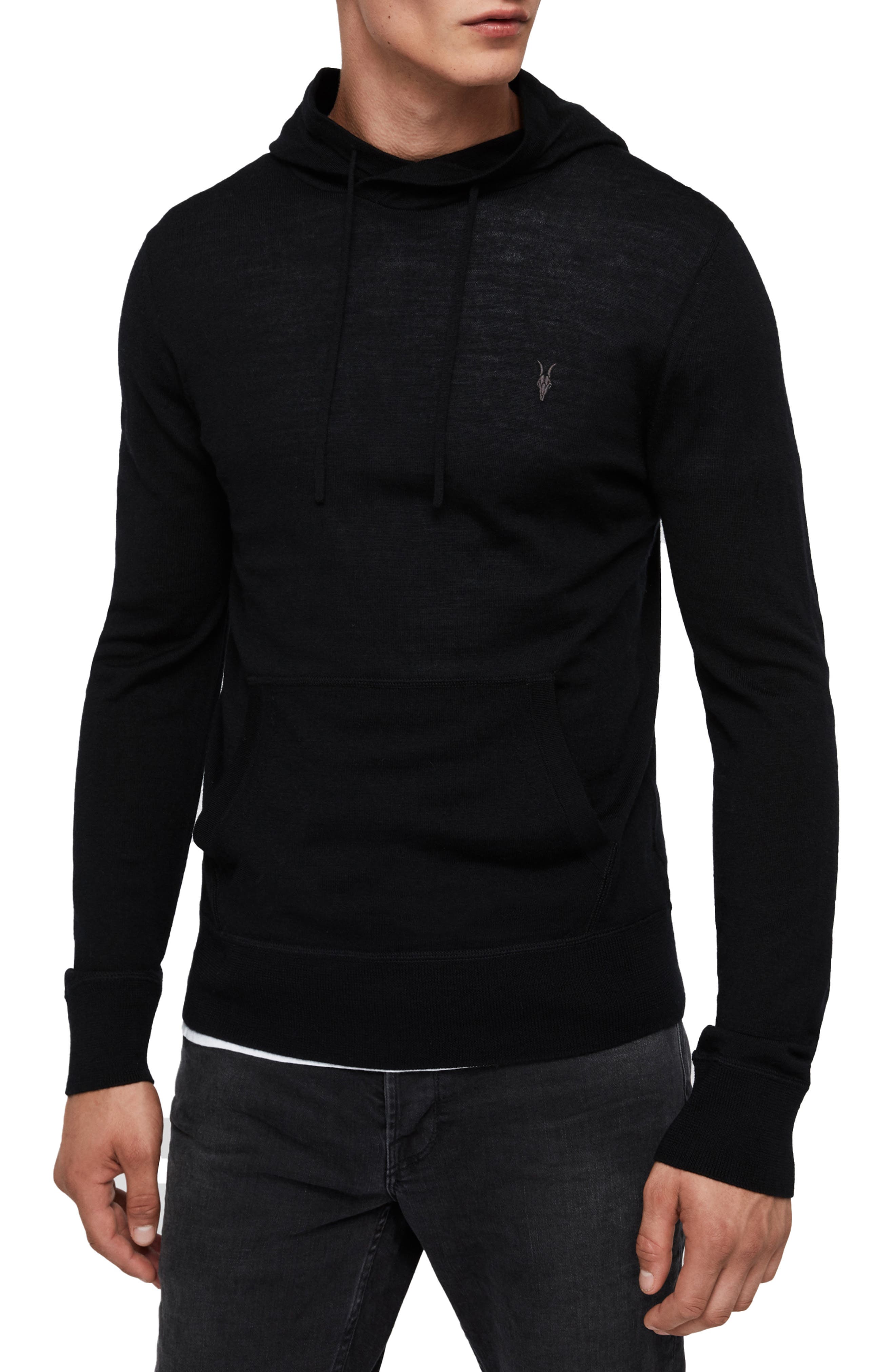 Allsaints Mode Merino Wool Hoodie, Black