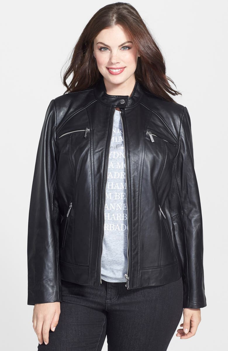 Michael Kors Zip Pocket Leather Jacket Plus Size Nordstrom Michael Kors Zip Pocket Leather Jacket Main Color 001