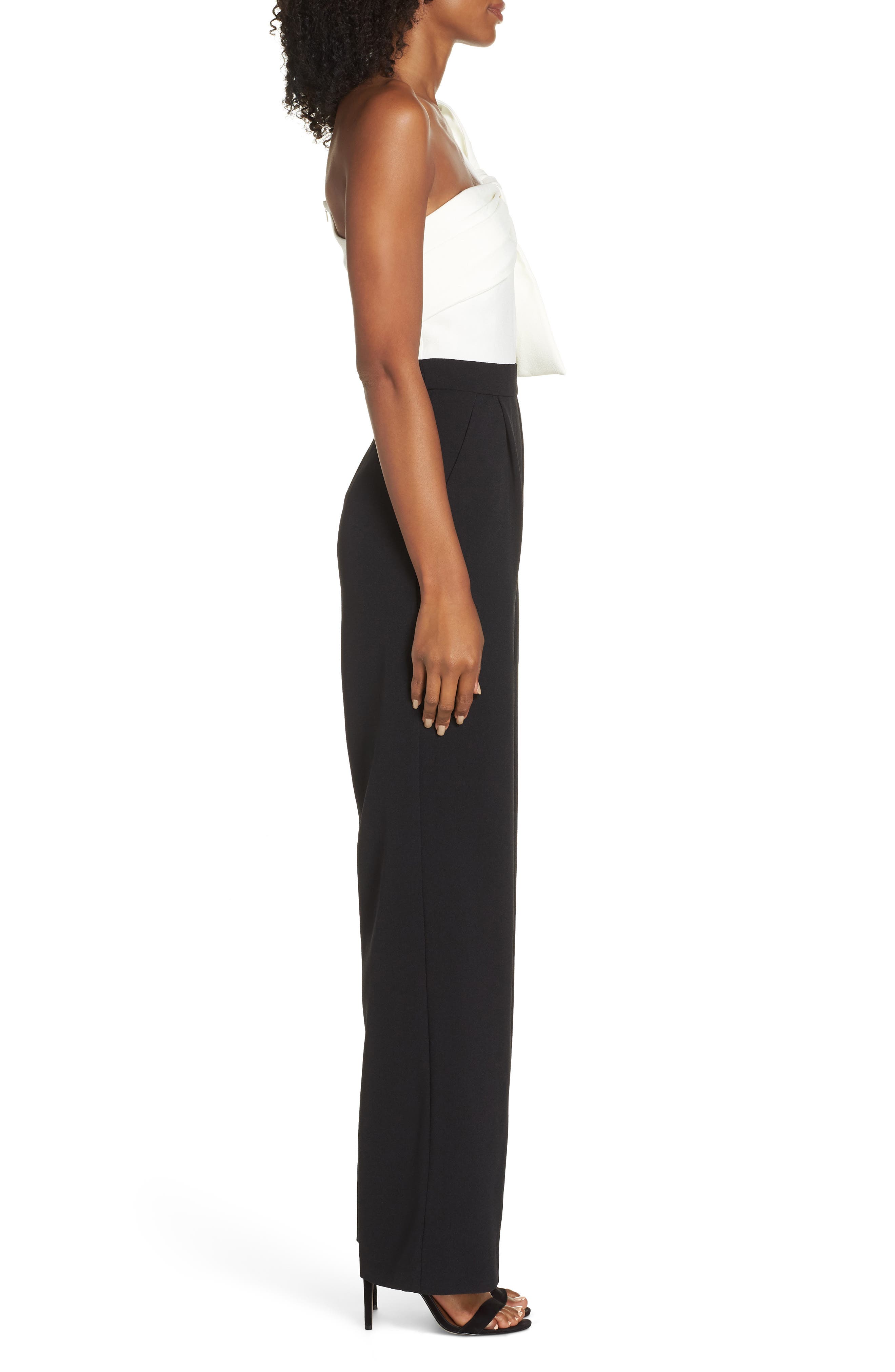 eliza j bow one shoulder jumpsuit