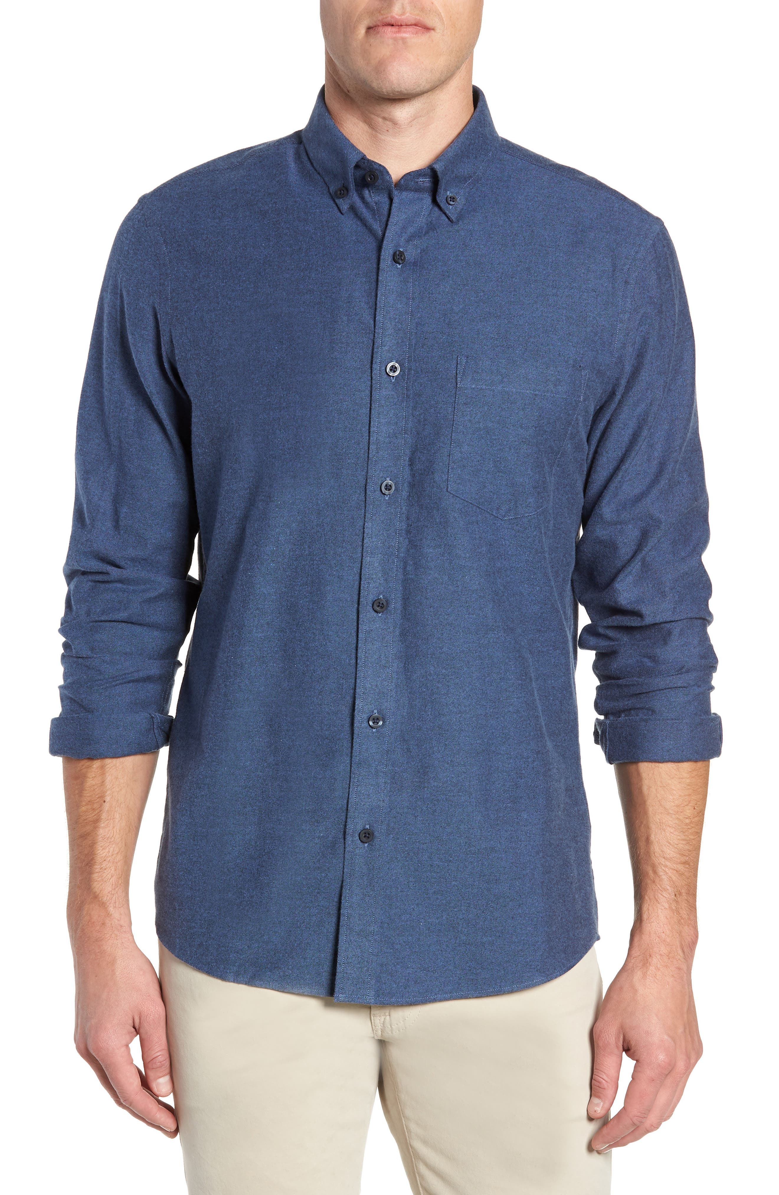 Nordstrom Shop Traditional Fit Brushed Twill Sport Shirt