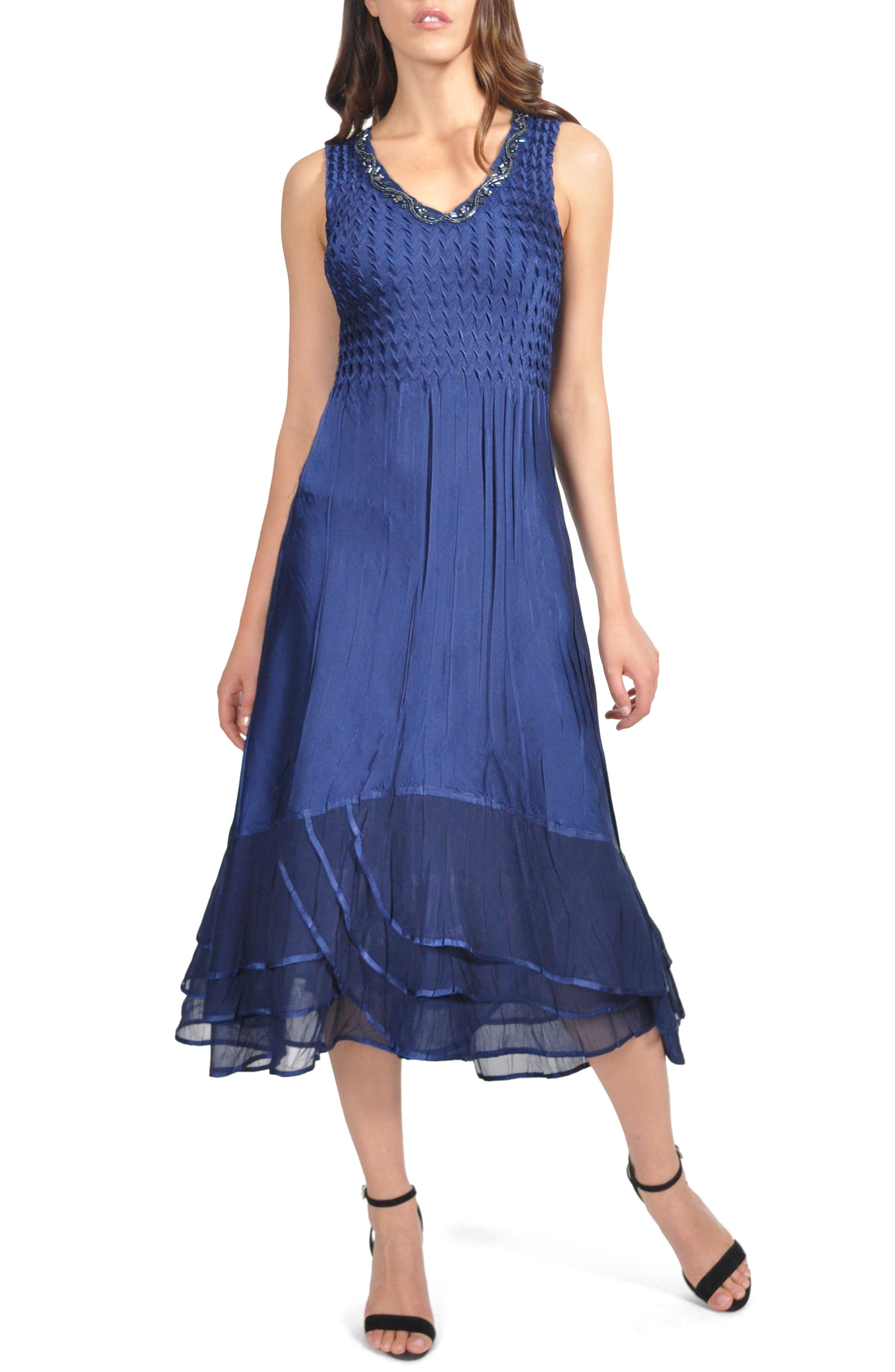 Petite Komarov Layered Dress & Jacket, Blue