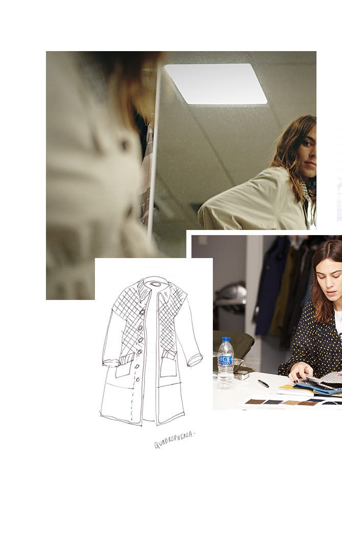 Alexa Chung and her sketches of new Barbour jackets.