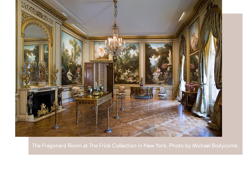 The Fragonard Room at The Frick Collection in New York City.