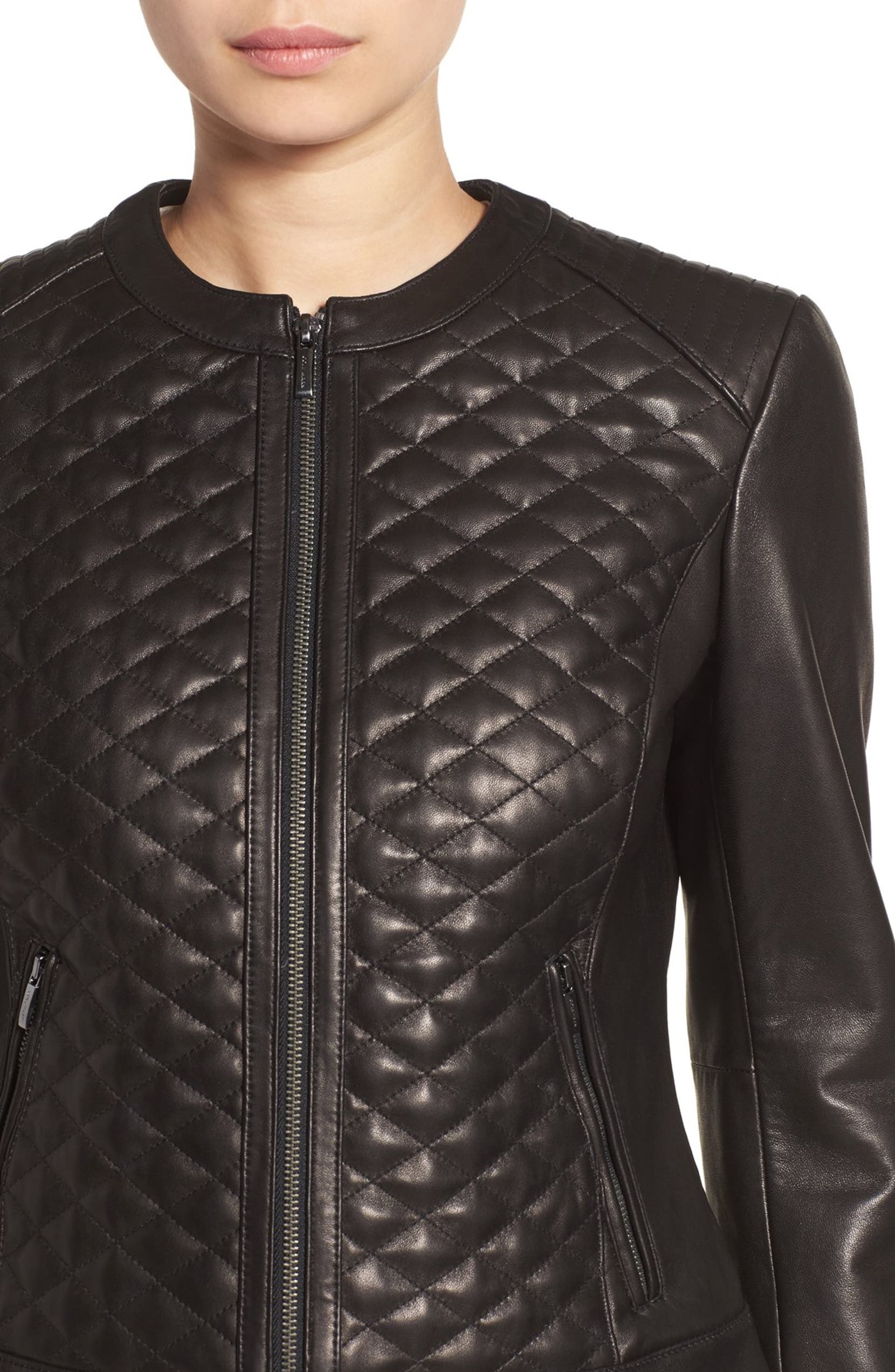 Cole Haan Quilted Leather Moto Jacket Nordstrom