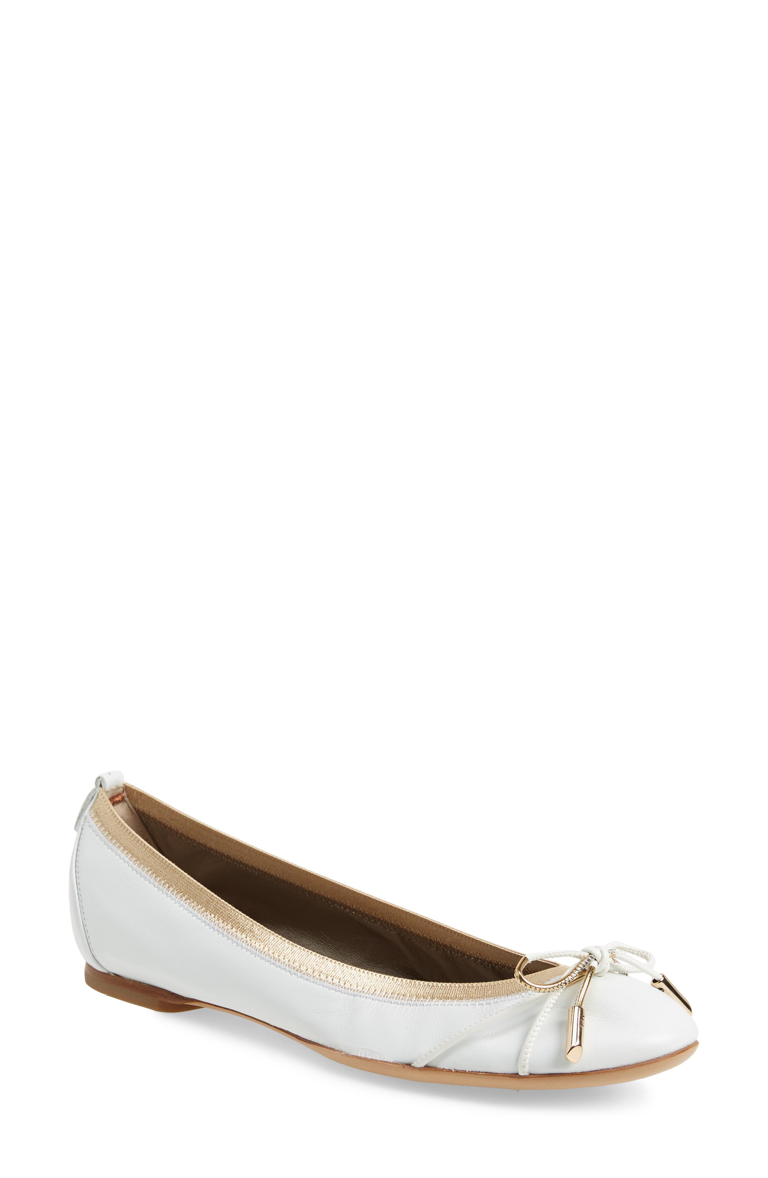 Agl Gold Bow Ballet Flat - White