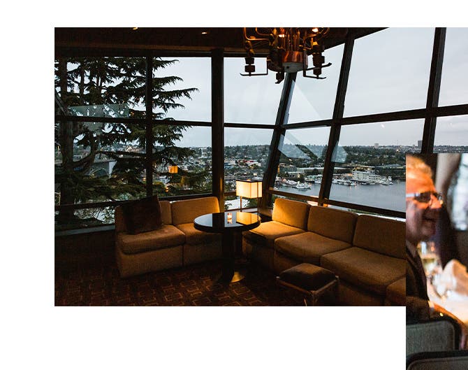 The view of Canlis restaurant in Seattle.