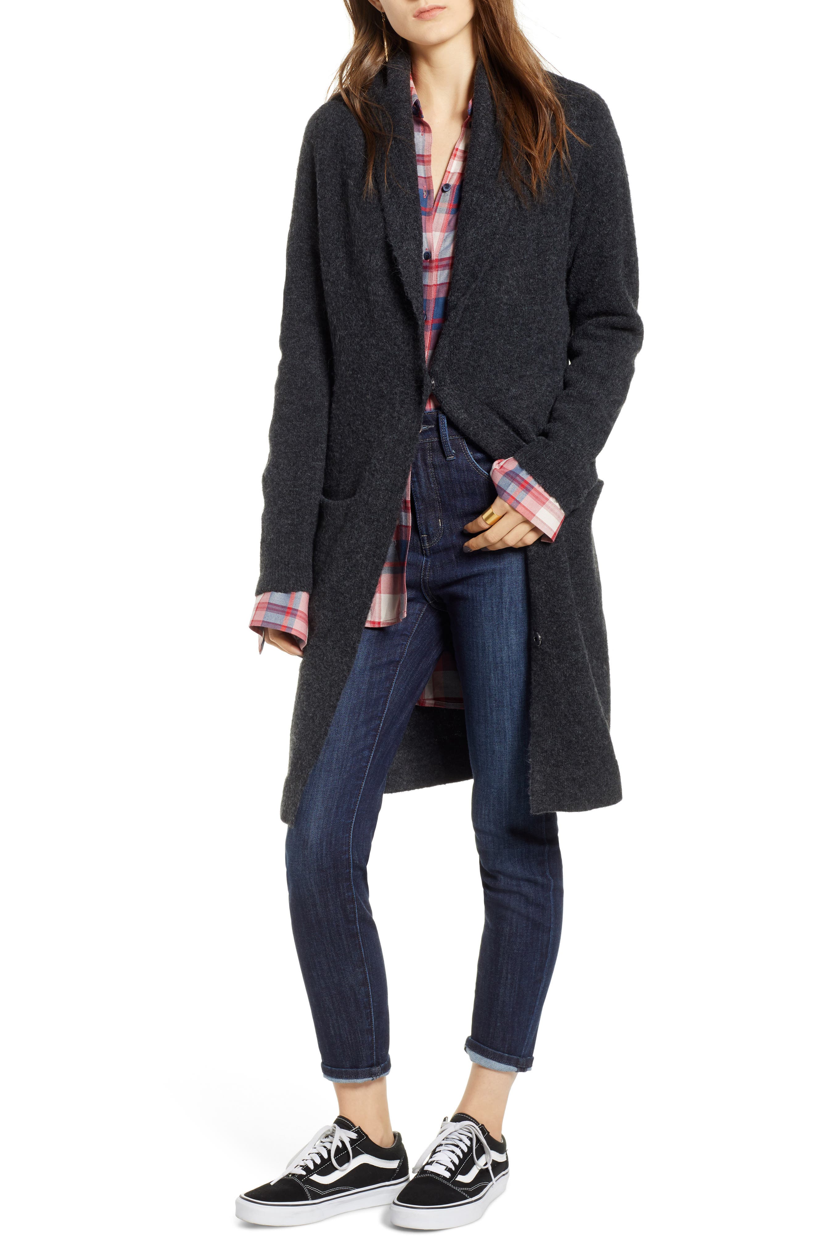 Treasure & Bond Belted Long Cardigan, Grey