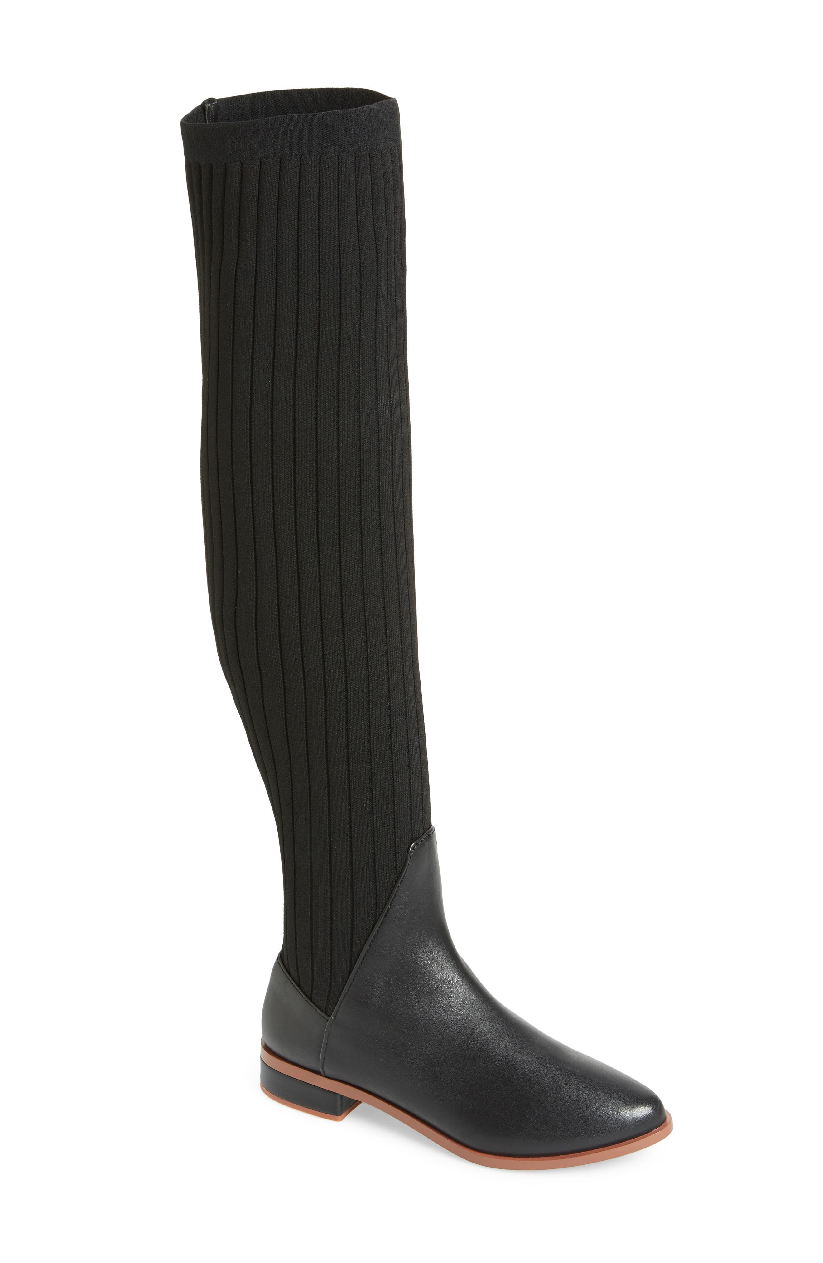Kelsi Dagger Brooklyn Alva Over The Knee Sock Knit Boot- Black