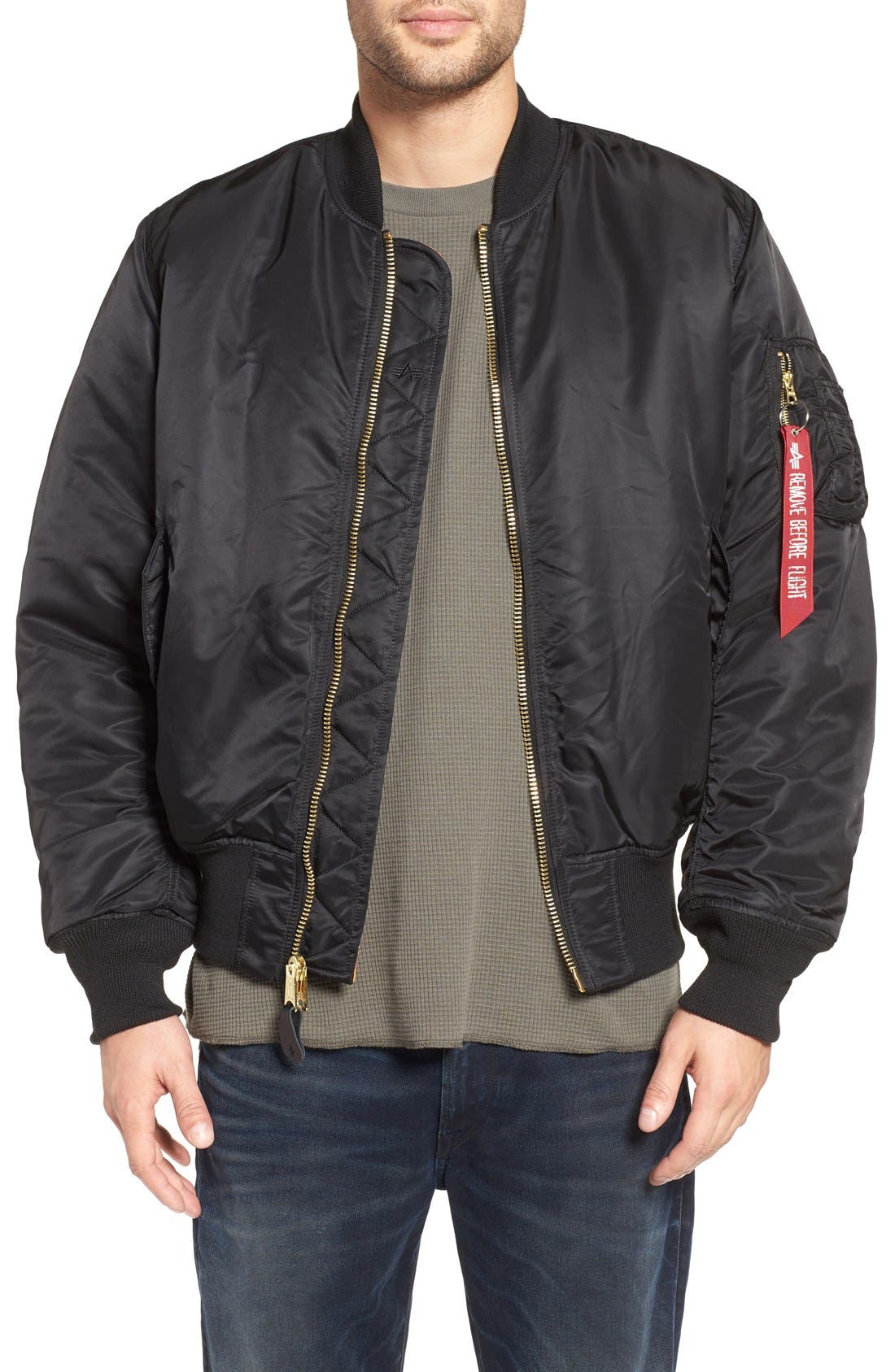 UPC 640631468864 product image for Men's Alpha Industries 'Ma-1' Slim Fit Bomber Jacket, Size Medium - Black | upcitemdb.com