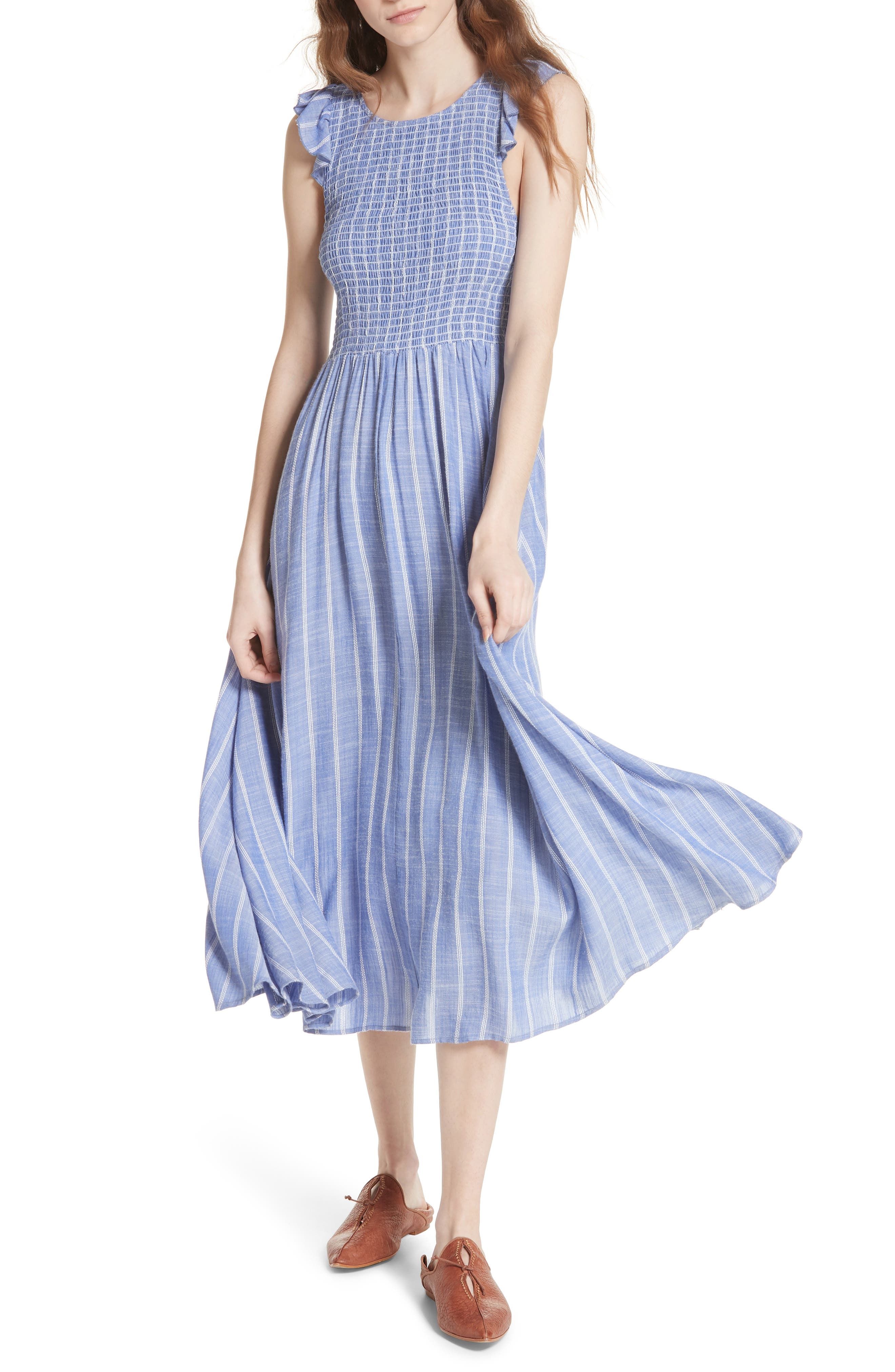 Free People Butterflies Chambray Midi Dress Nordstrom
