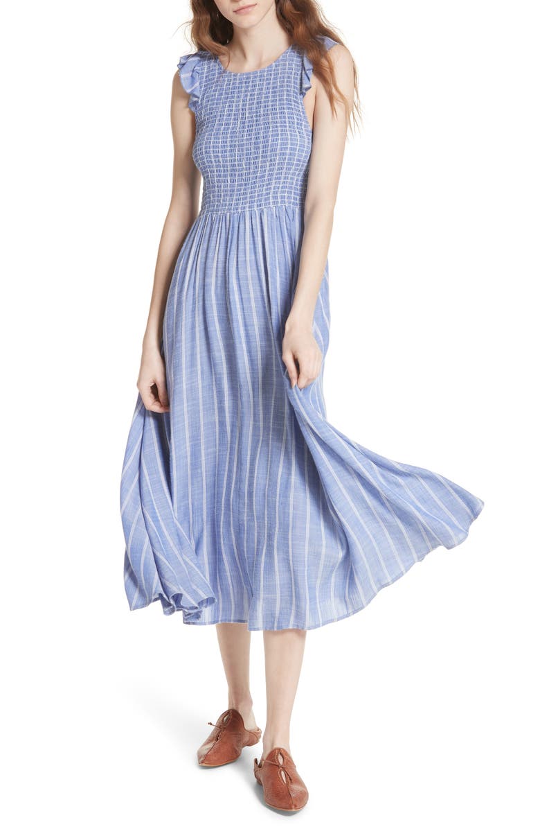 Free People Butterflies Chambray Midi Dress | Nordstrom