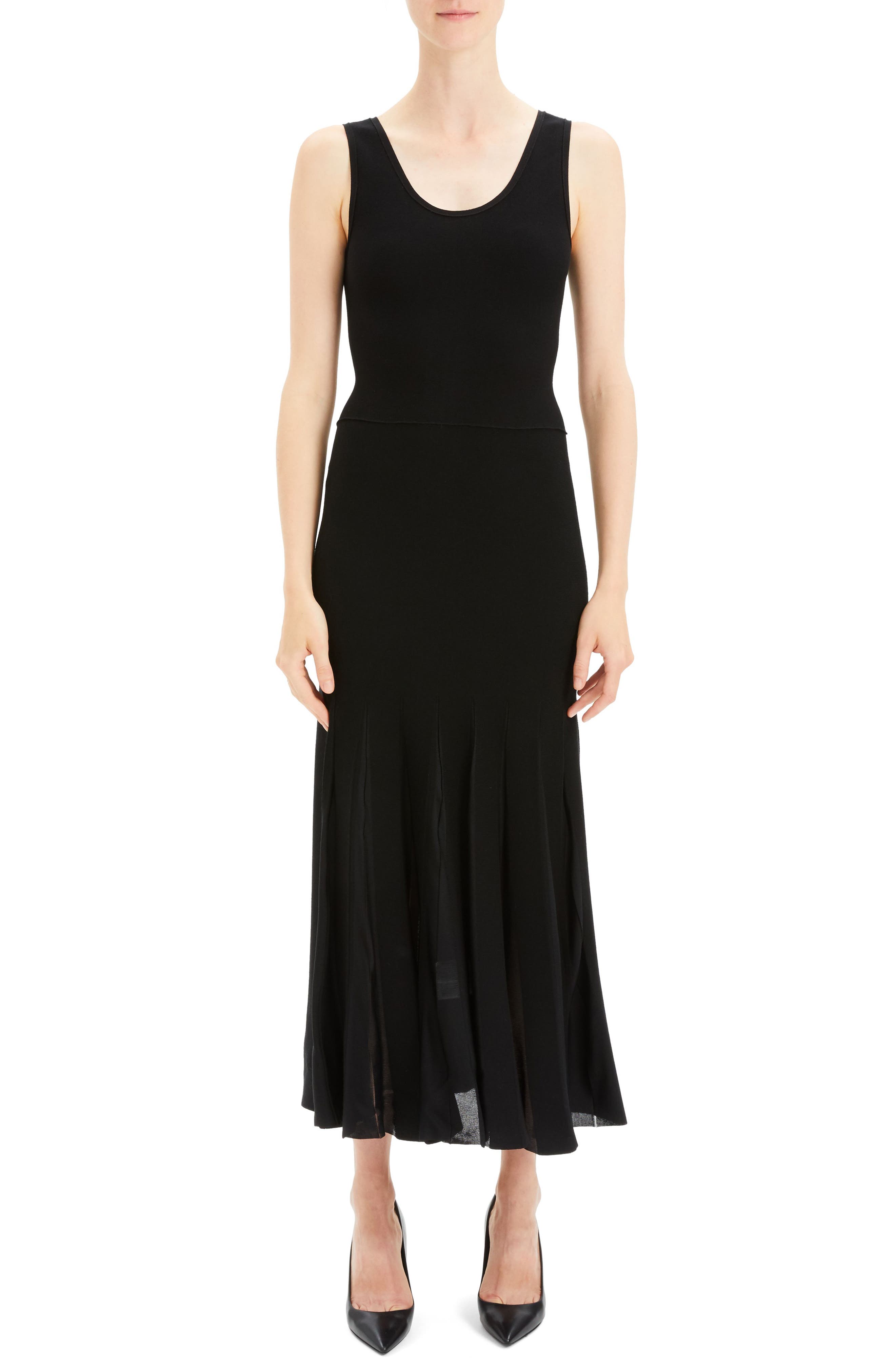 Theory Pleated Tank Dress, Size Petite - Black