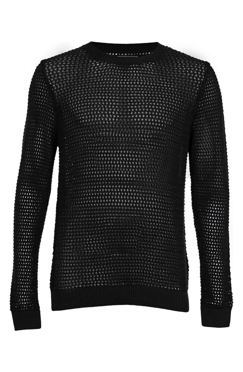 Topman Open Knit Mesh Crewneck Sweater Nordstrom