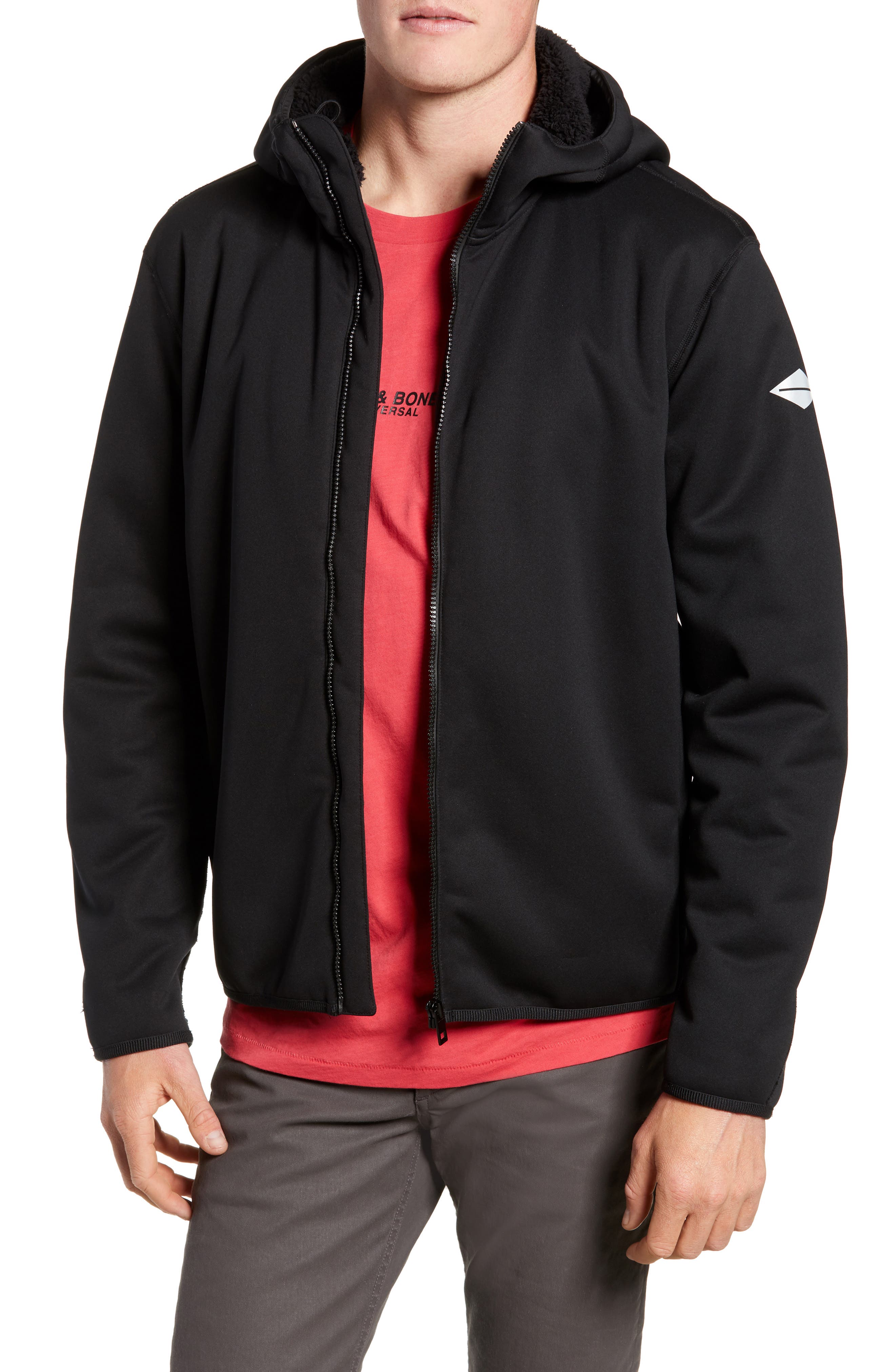 Rag & Bone Tactic Hooded Fleece Jacket, Black