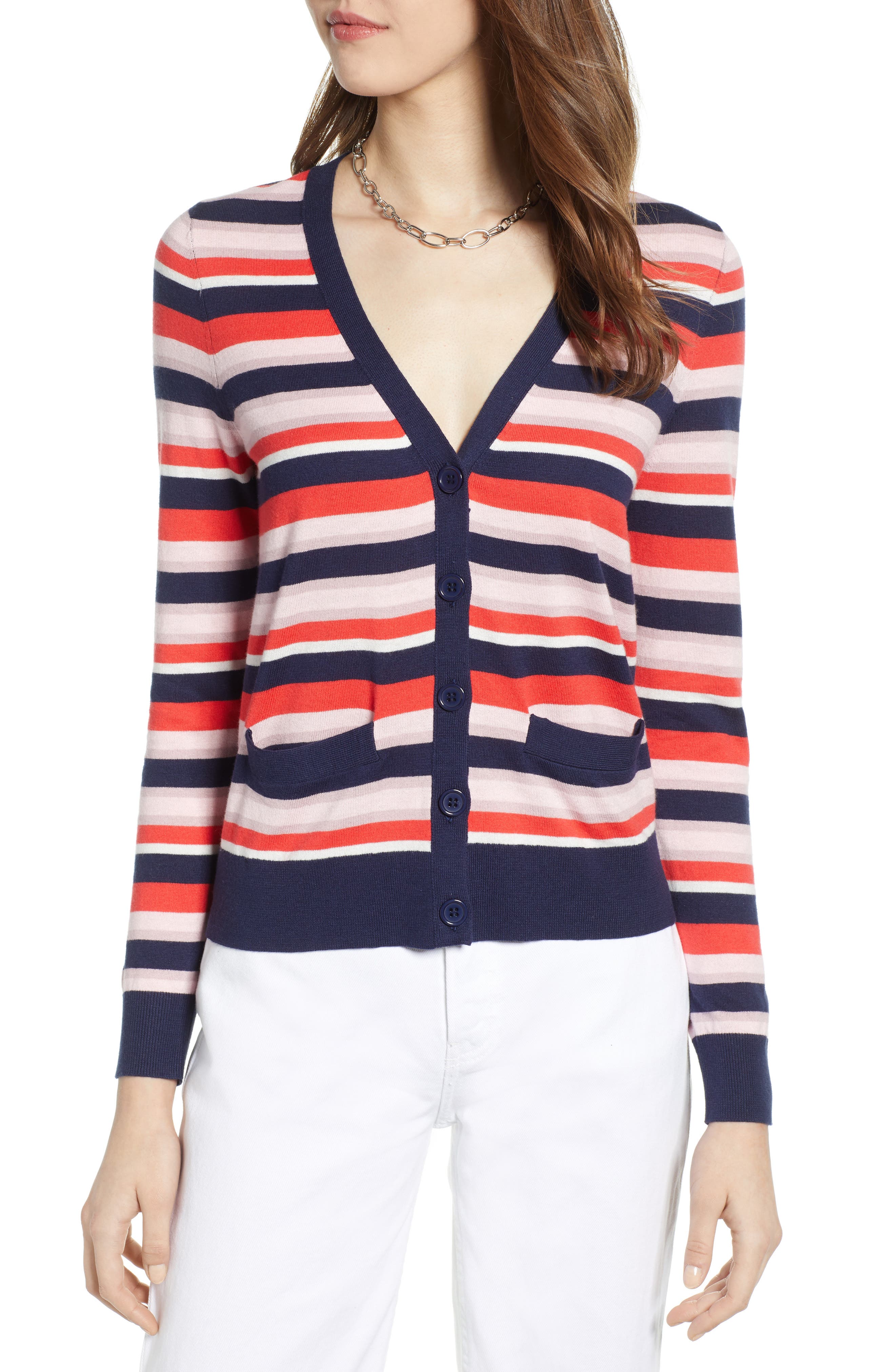 Petite Halogen V-Neck Cardigan, Blue