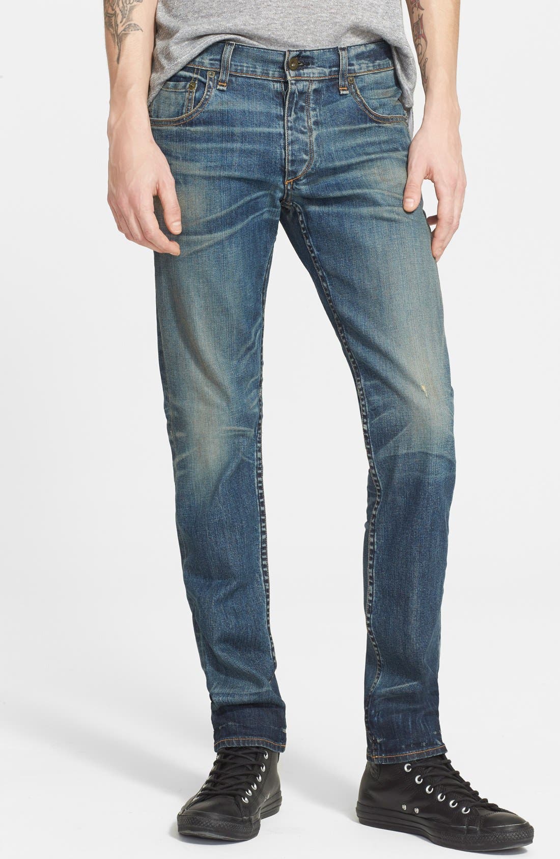 rag & bone Standard Issue 'Fit 2' Slouchy Slim Fit Jeans (Distress Blue) Nordstrom