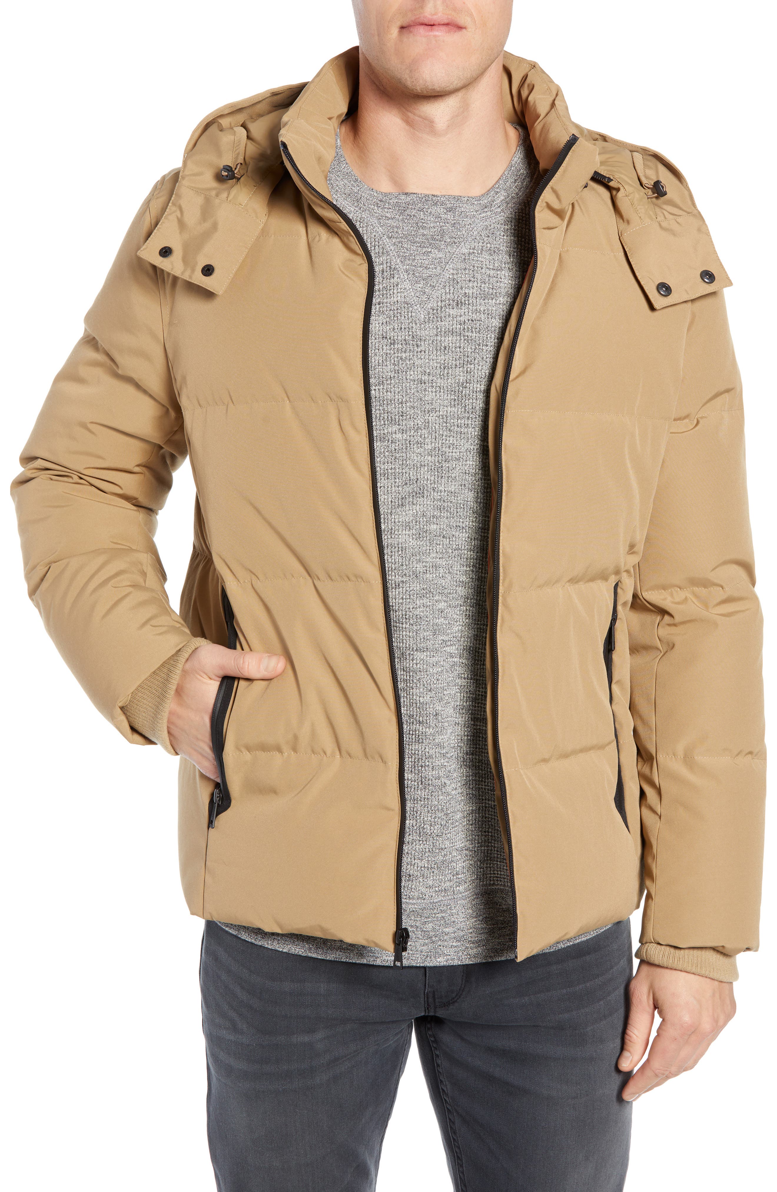Cole Haan Signature Hooded Puffer Jacket, Beige