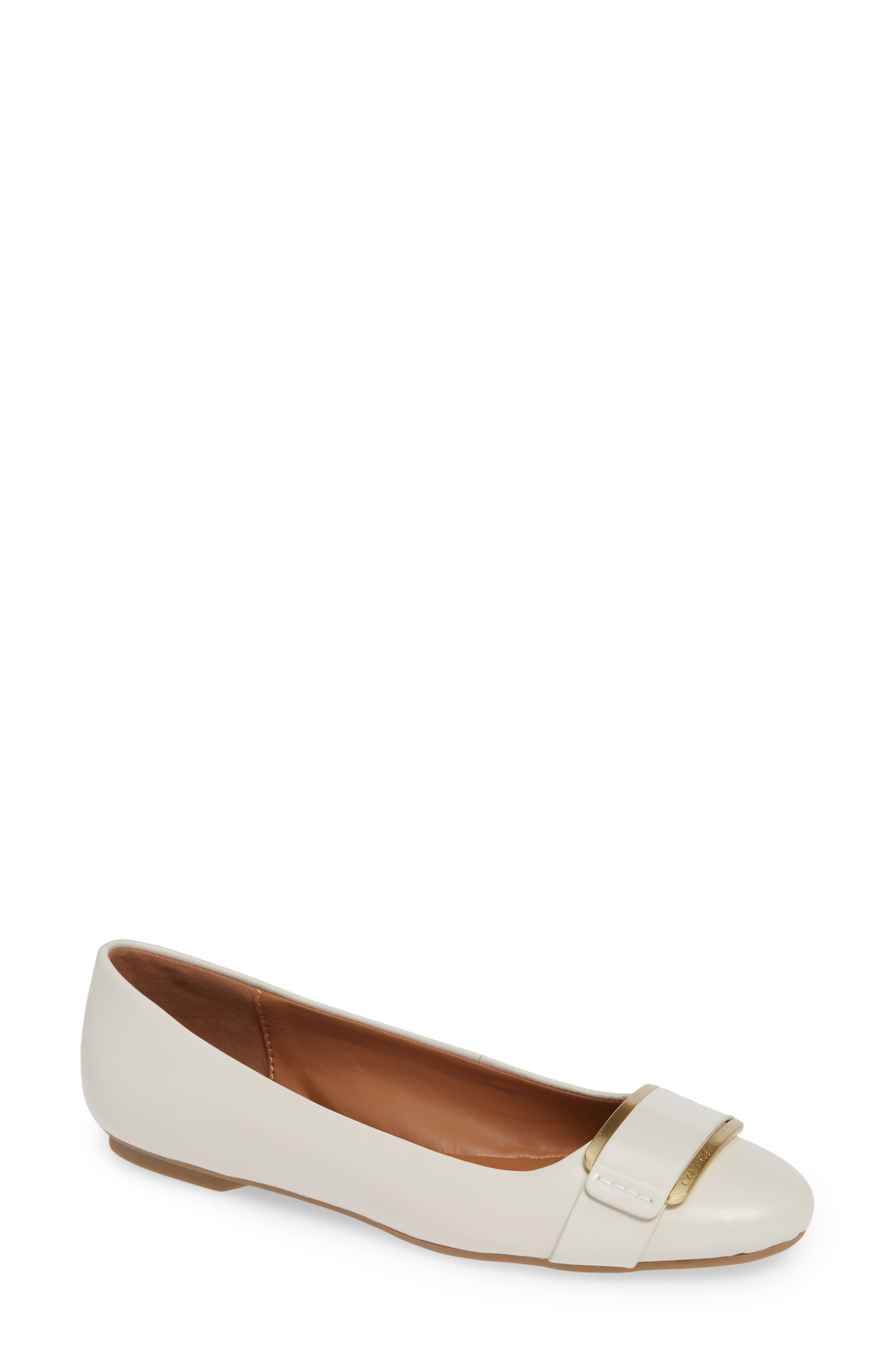 Calvin Klein Oneta Ballet Flat, White
