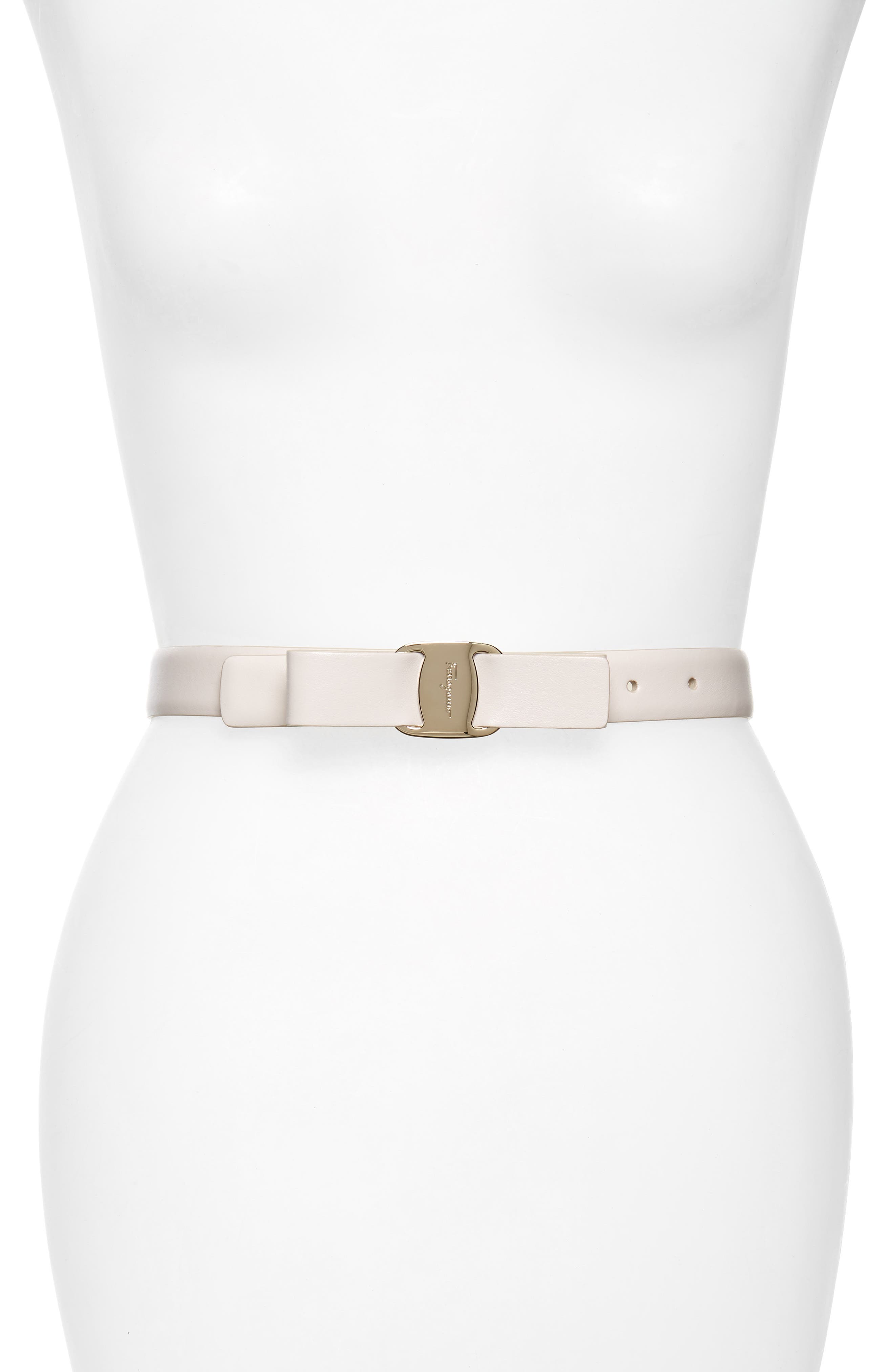 Salvatore Ferragamo New Vara Bow Leather Belt, Jasmine Flower