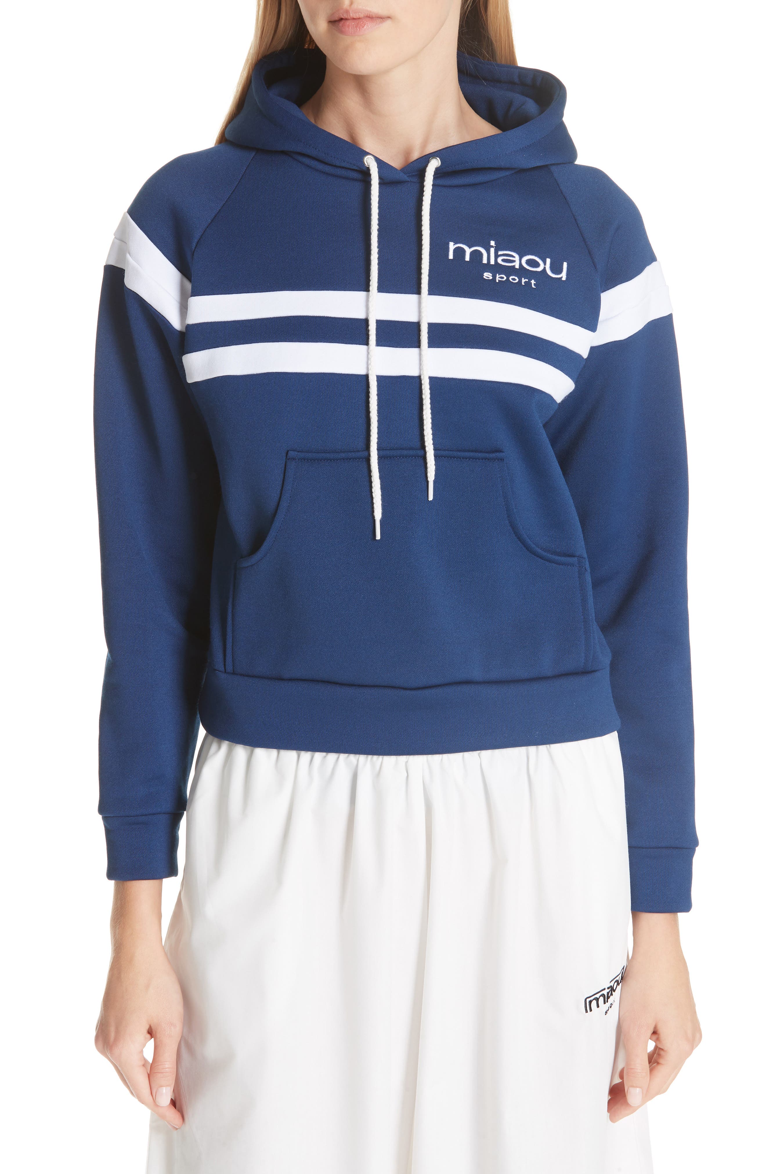Miaou Varsity Stripe Crop Hoodie