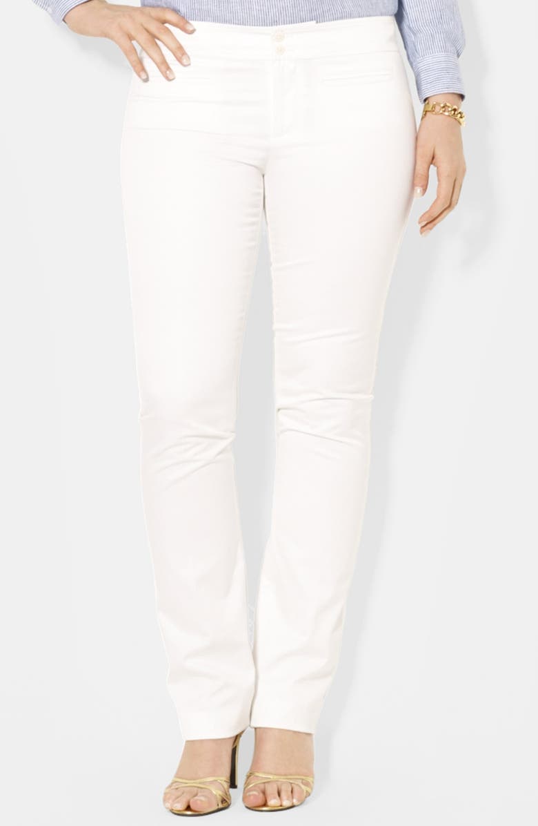 Lauren Ralph Lauren Straight Leg Cotton Twill Pants (Plus Size) | Nordstrom