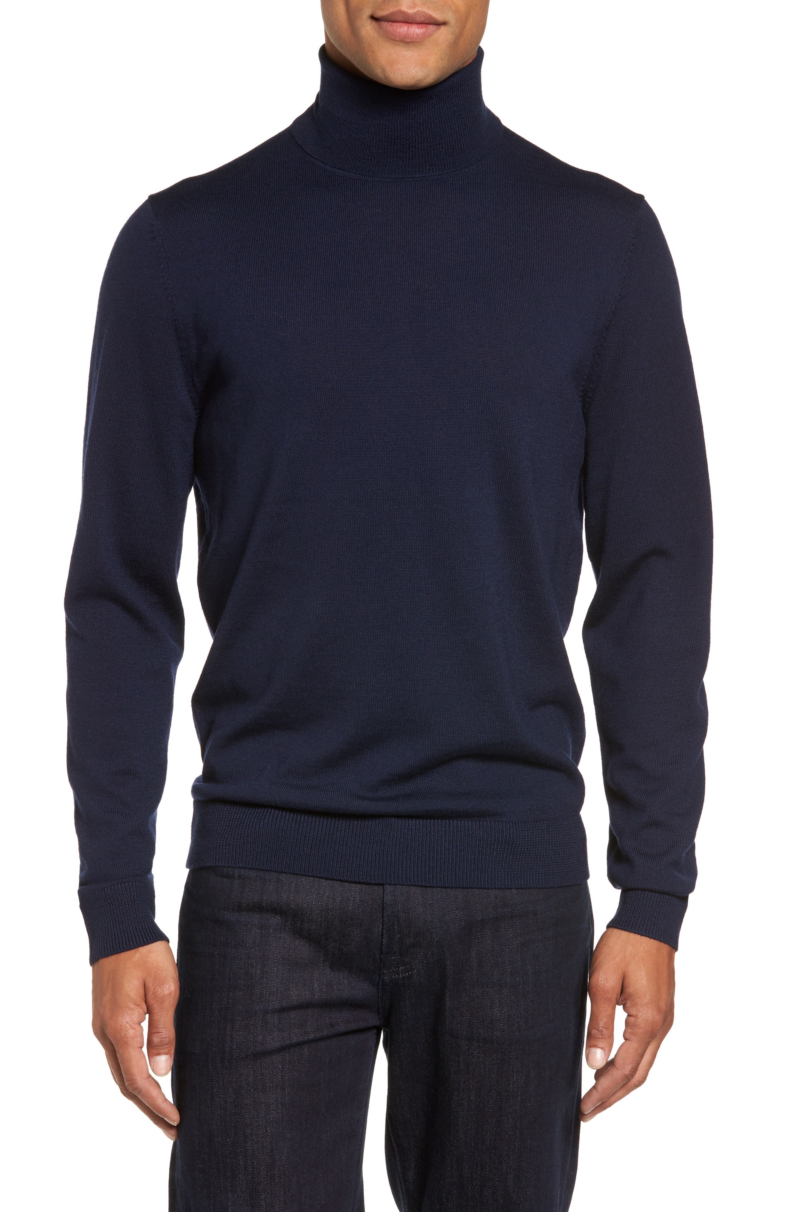 Nordstrom Shop Merino Wool Turtleneck Sweater, Blue