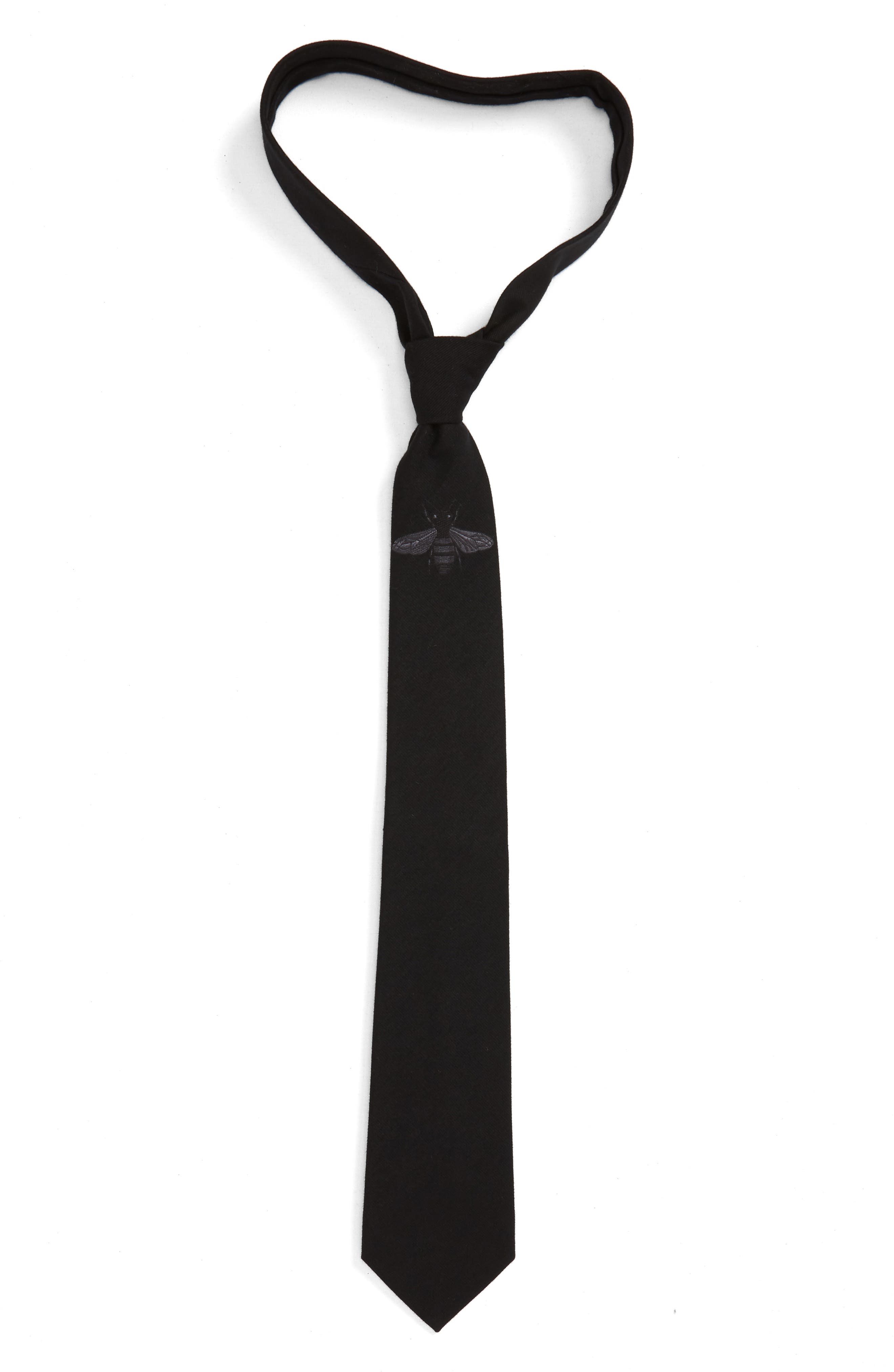 Men's Gucci Bee Cotton & Silk Tie, Size One Size - Black