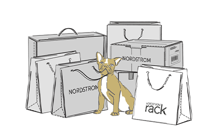 Stack of Nordstrom boxes and bags.