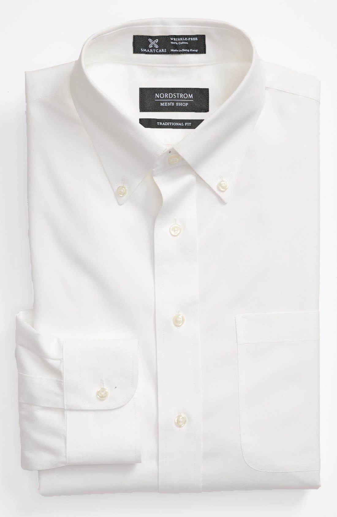 Nordstrom Shop Smartcare(TM) Traditional Fit Pinpoint Dress Shirt 33 - White