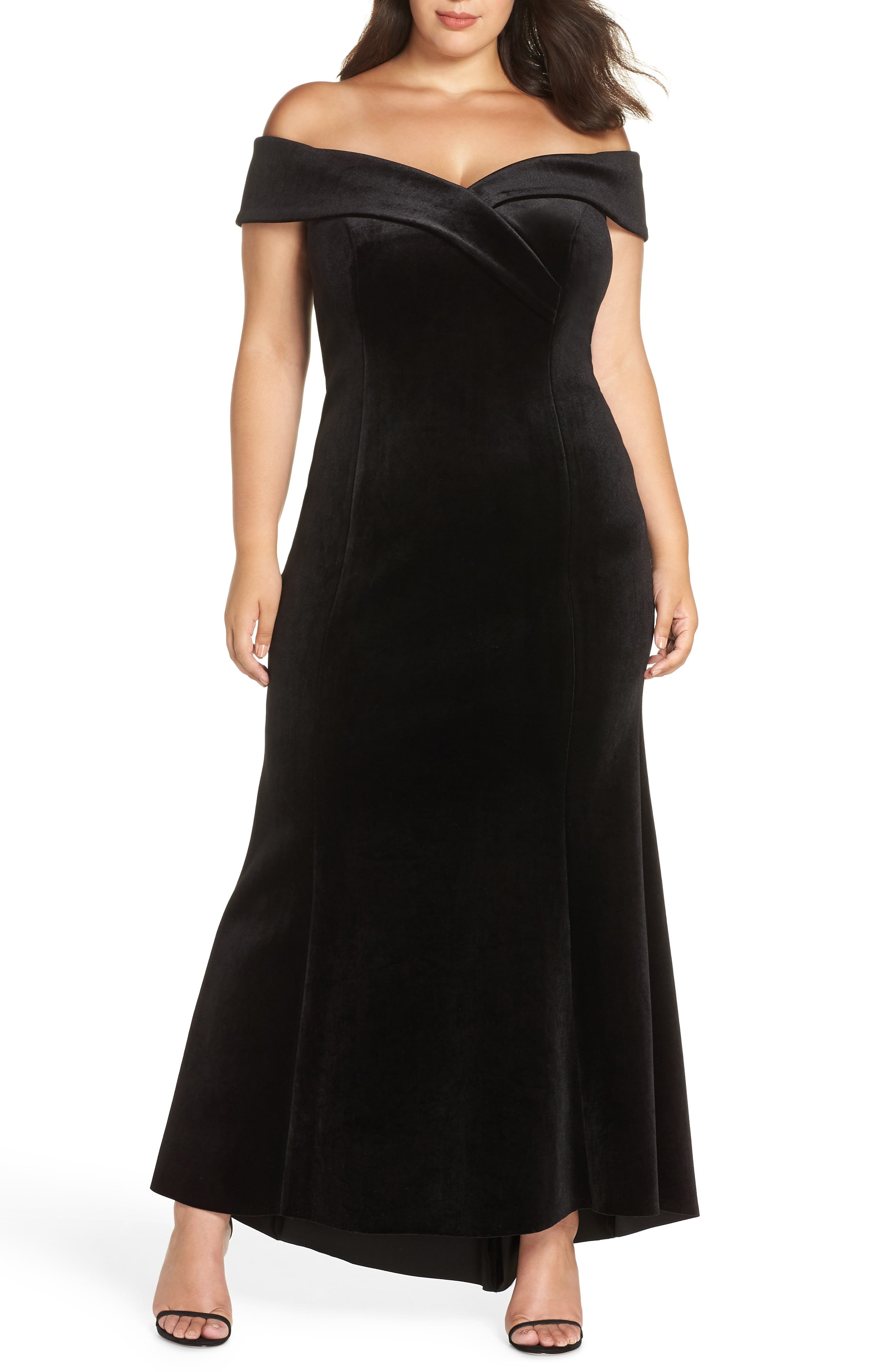 Plus Size Eliza J Off The Shoulder Gown, Black