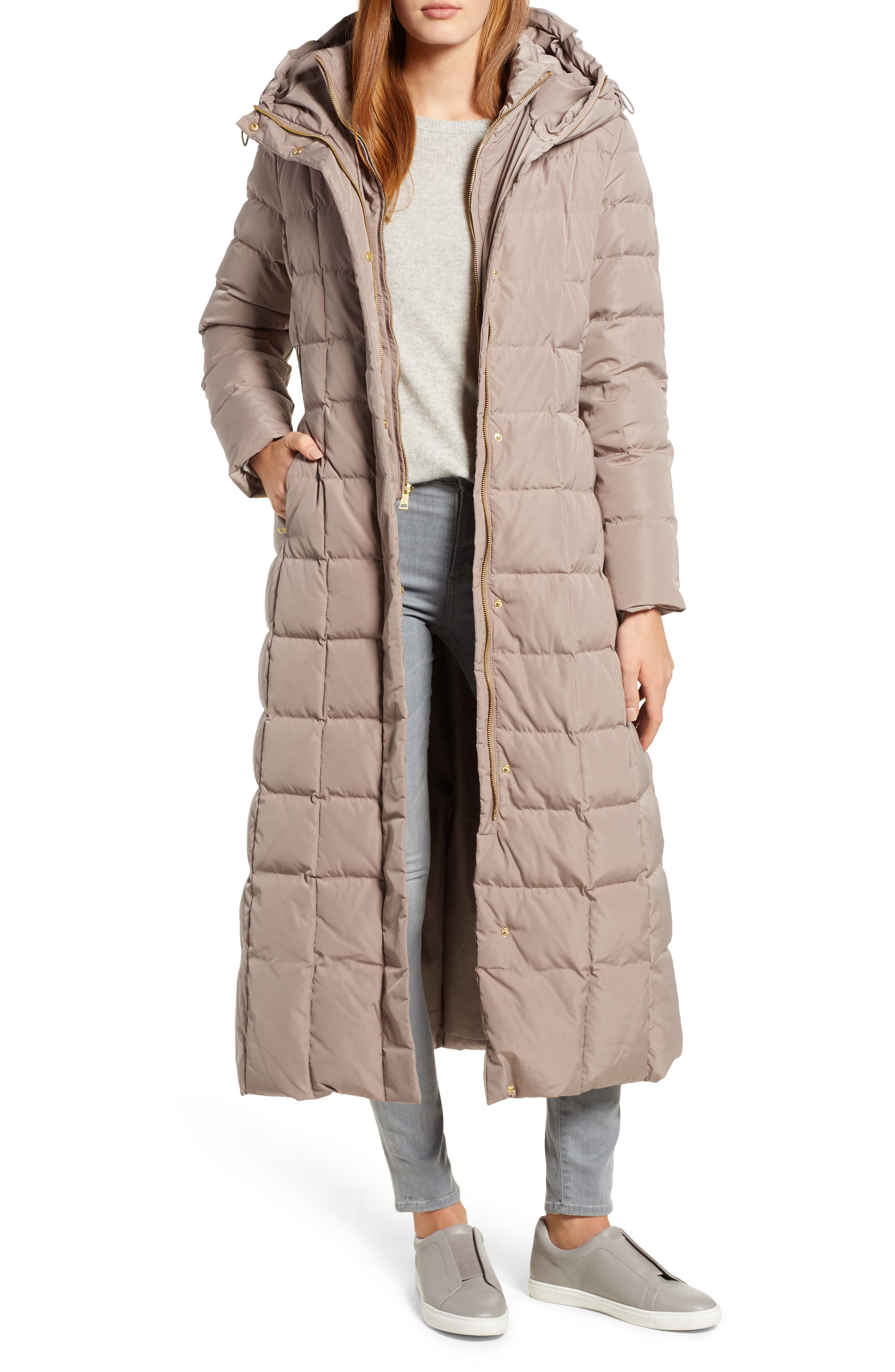 Cole Haan Quilted Coat With Inner Bib, Beige
