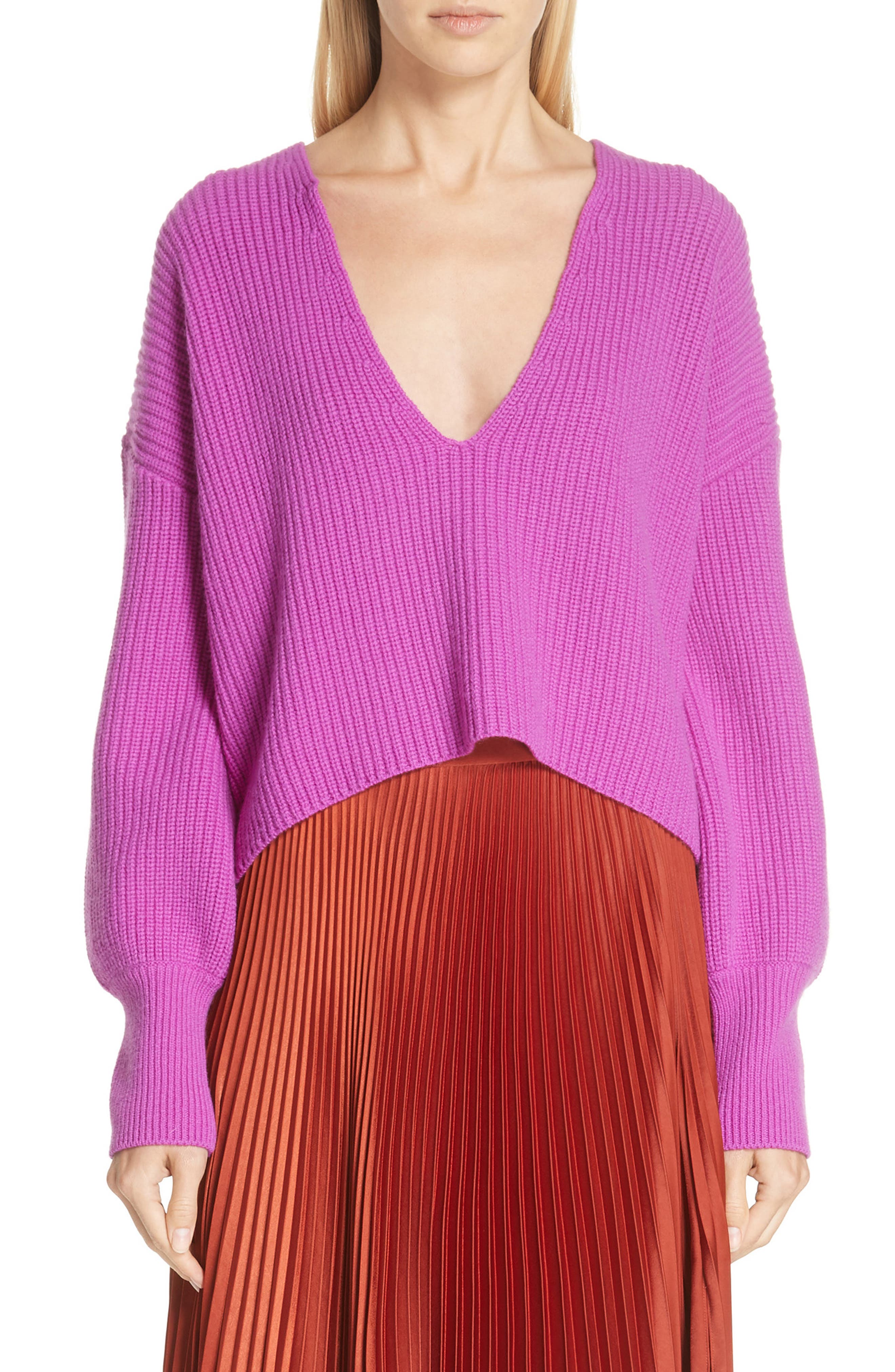 A.l.c. Melanie Plunging Merino Wool Sweater, Purple