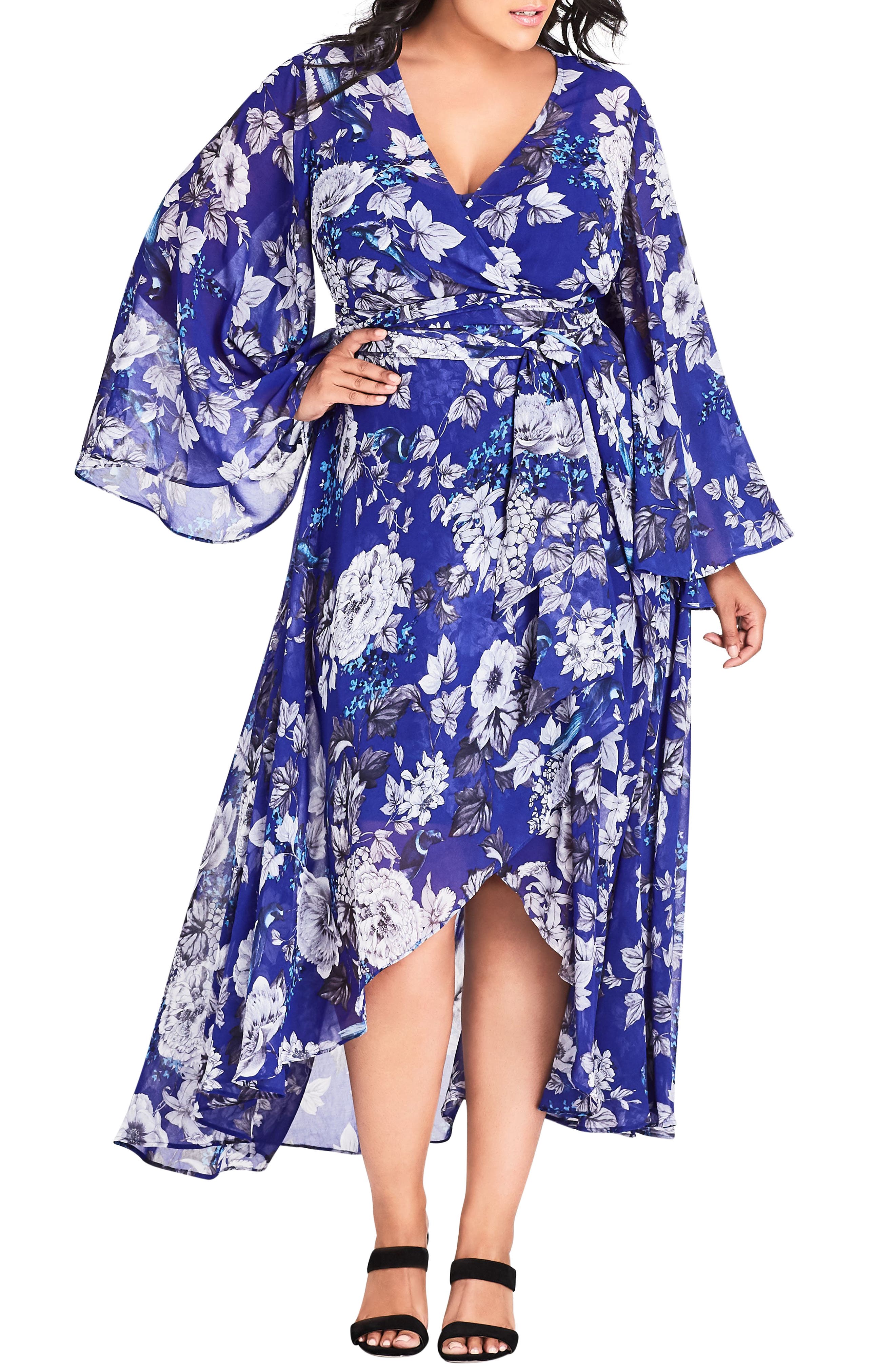 Plus Size City Chic Bluebird Maxi Dress, Blue