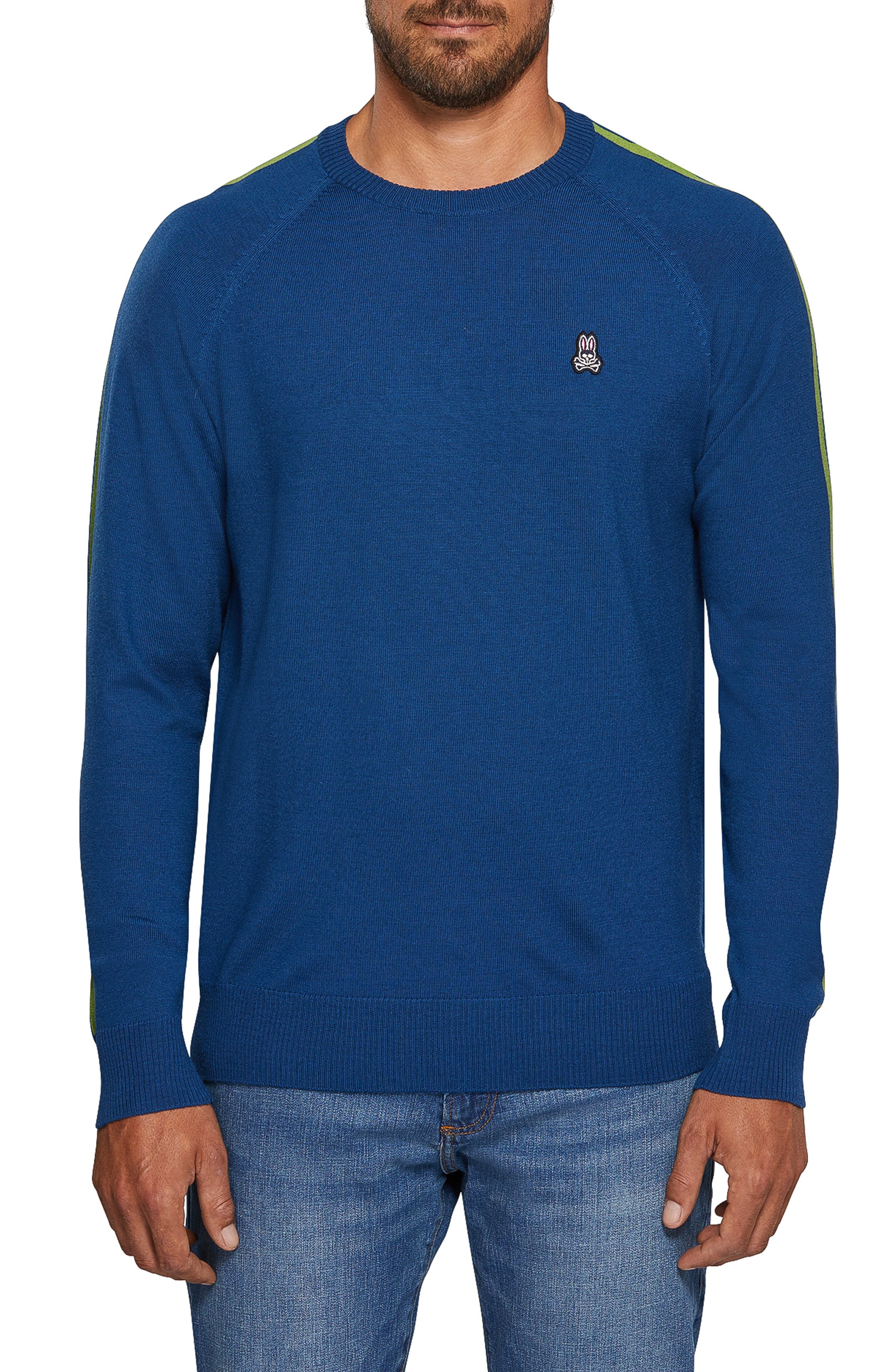 Psycho Bunny Raglan Merino Wool Sweater, Blue