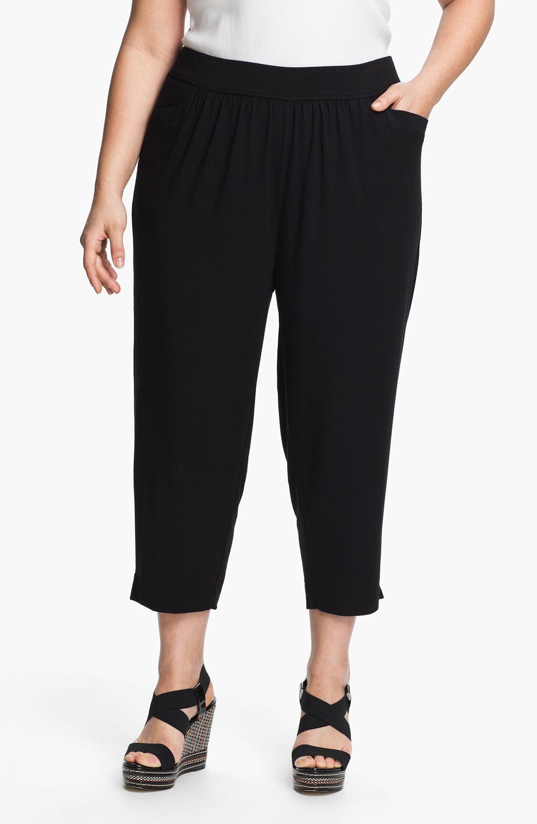 Sejour Jersey Knit Crop Pants (Plus Size) Nordstrom