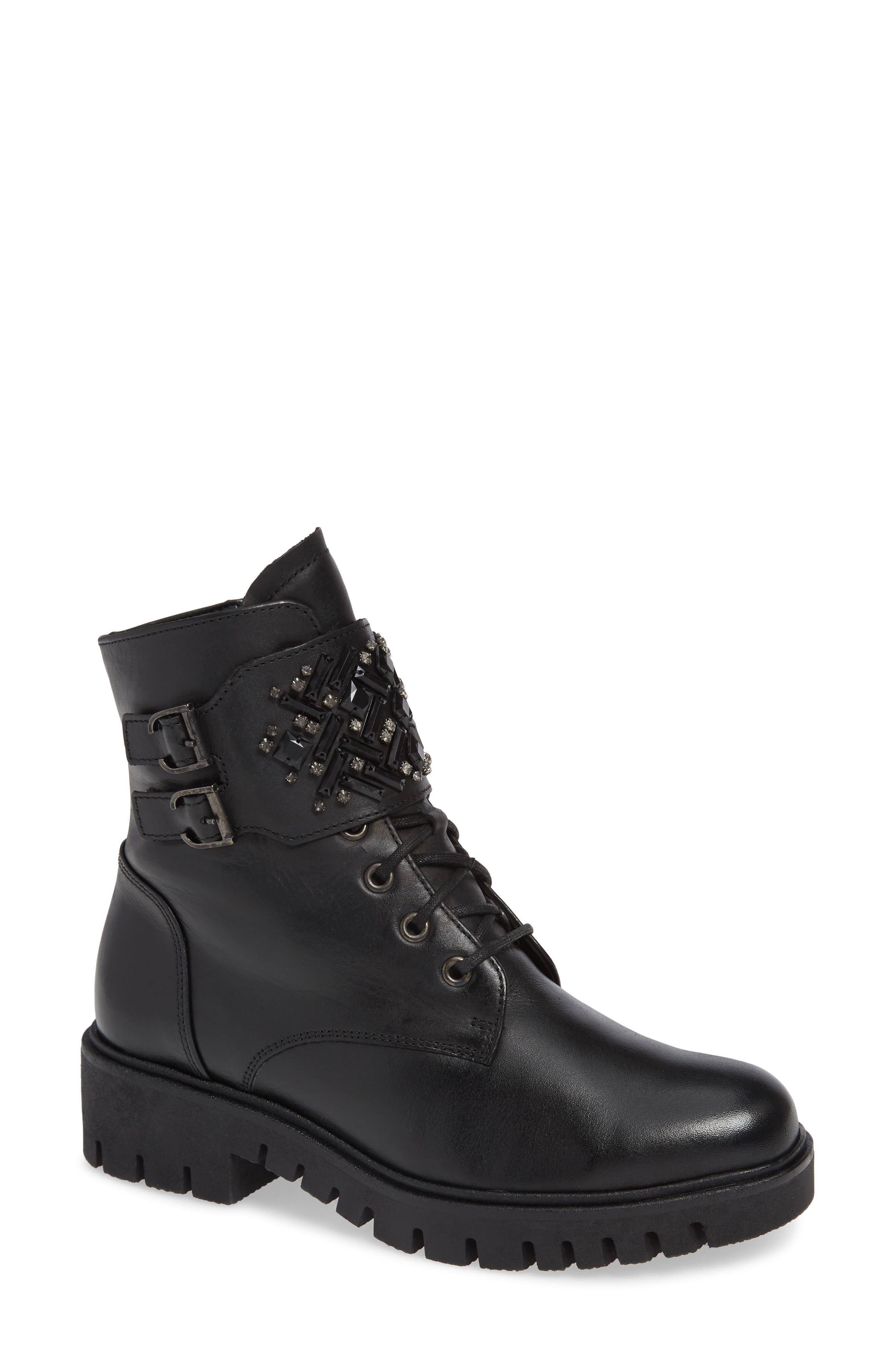 Gabor Fashion Combat Boot, Black