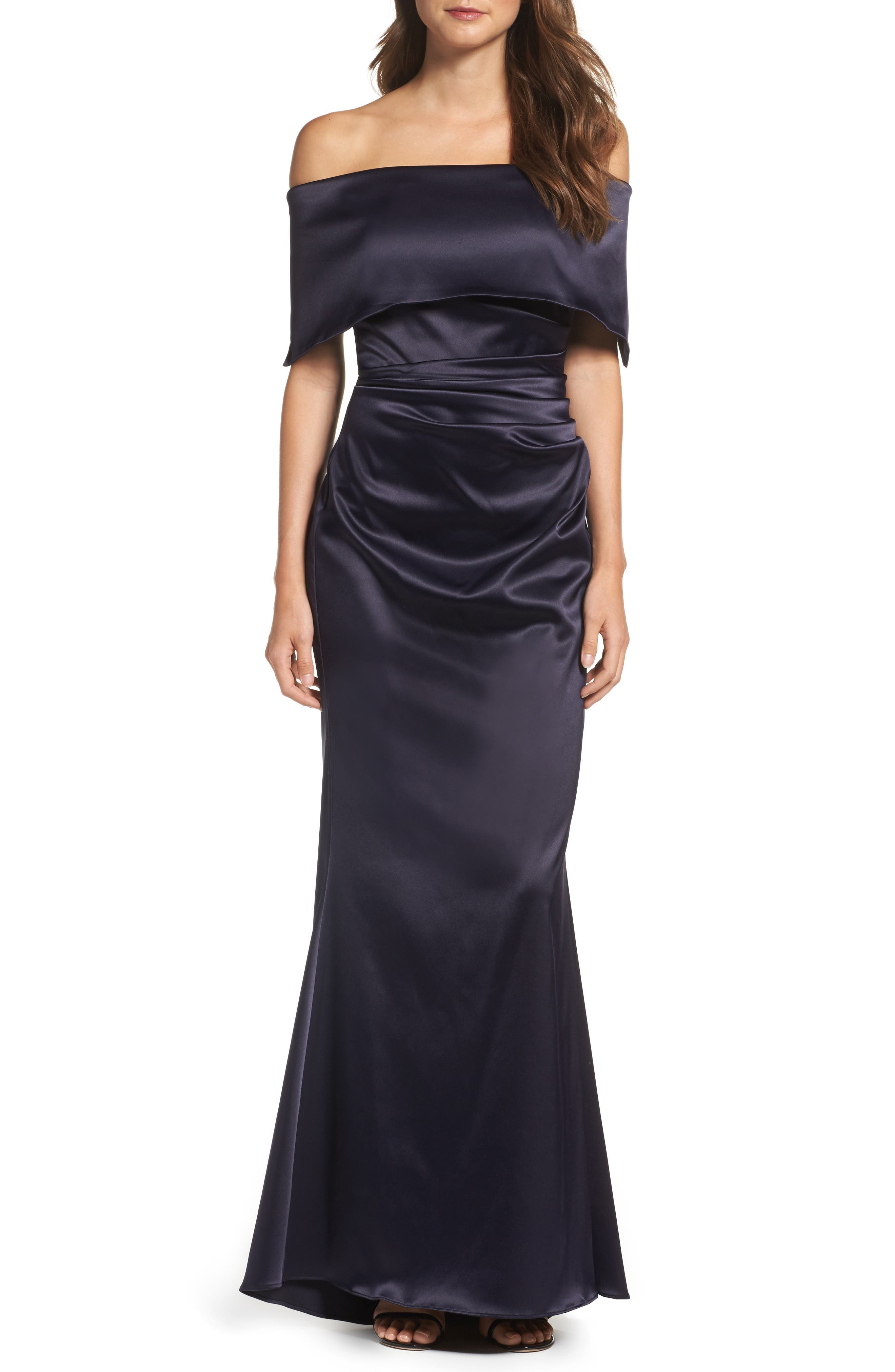 Petite Vince Camuto Off The Shoulder Gown, Blue
