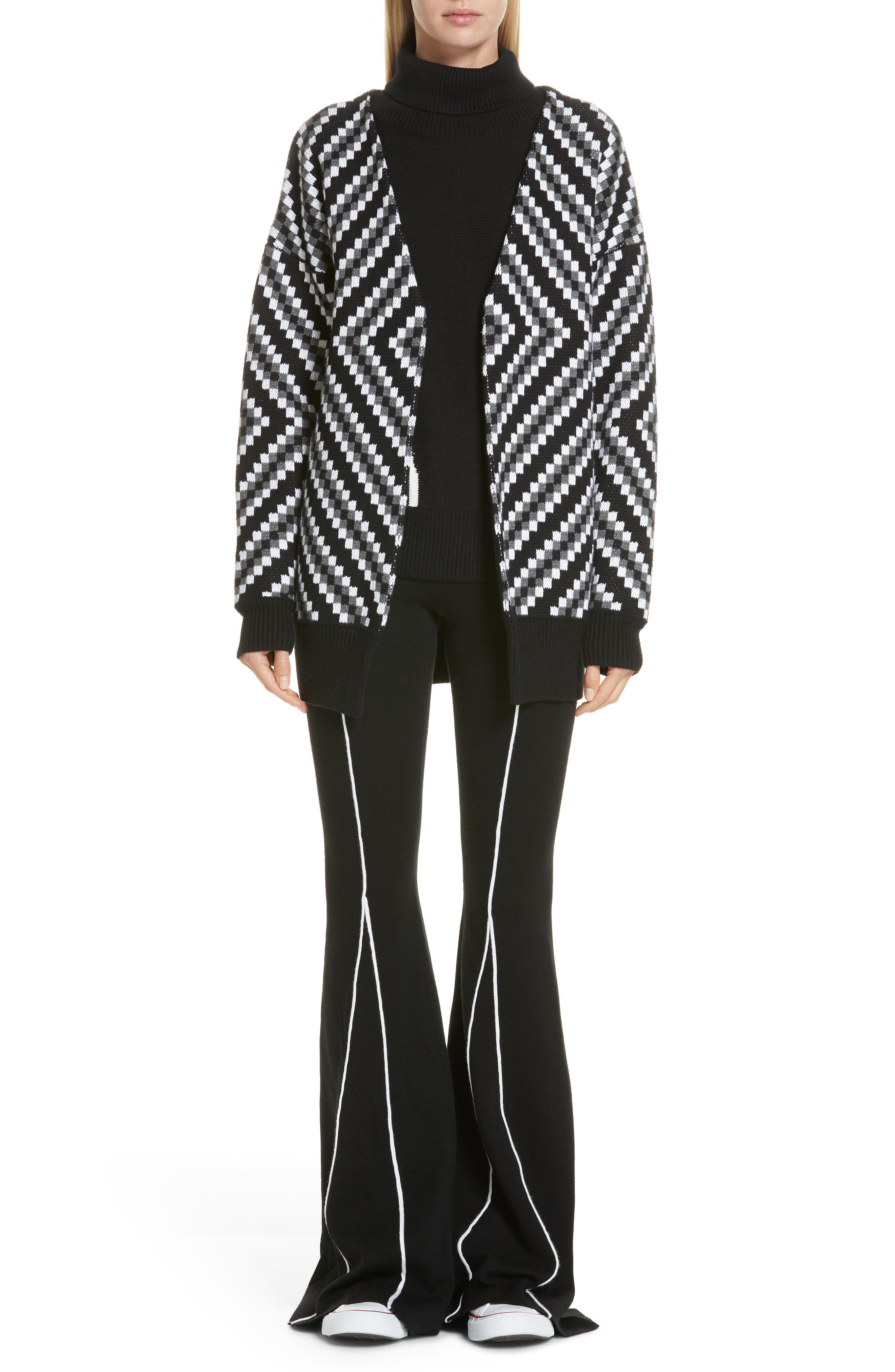 Victor Glemaud Knitted Flare Wool Pants, Black